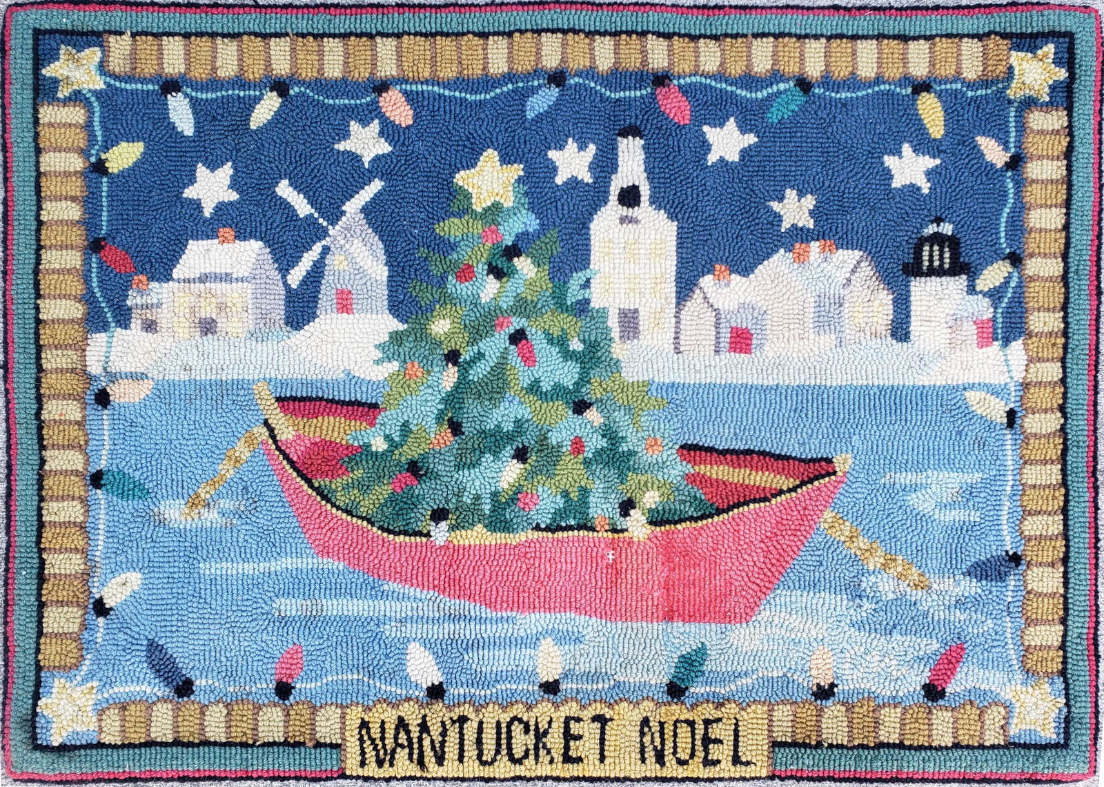 Vintage Claire Murray, "Nantucket Noel" Hooked Rug (1 of 5)