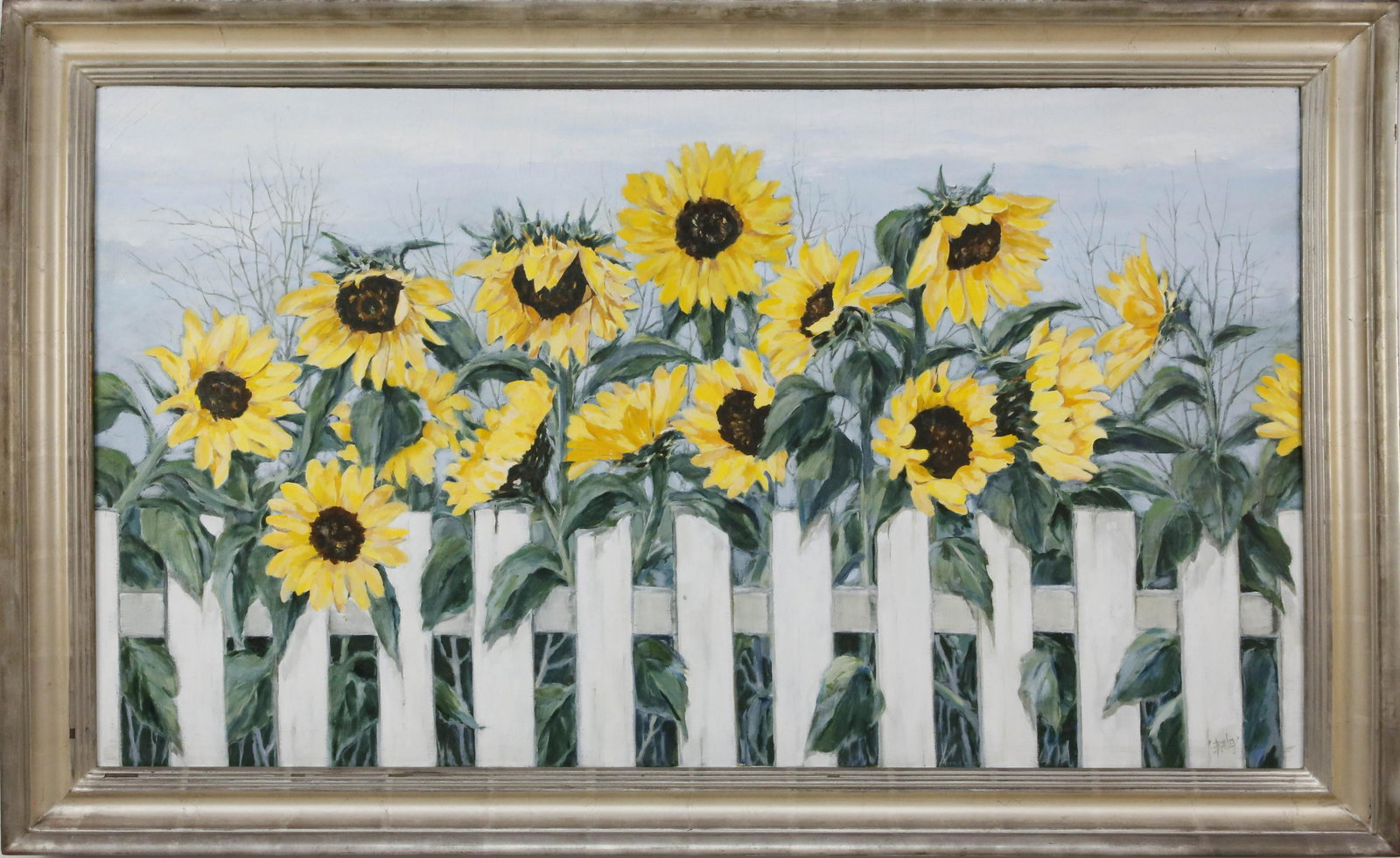 Roy Bailey Oil on Canvas "Sunflowers Before a White (1 of 4)