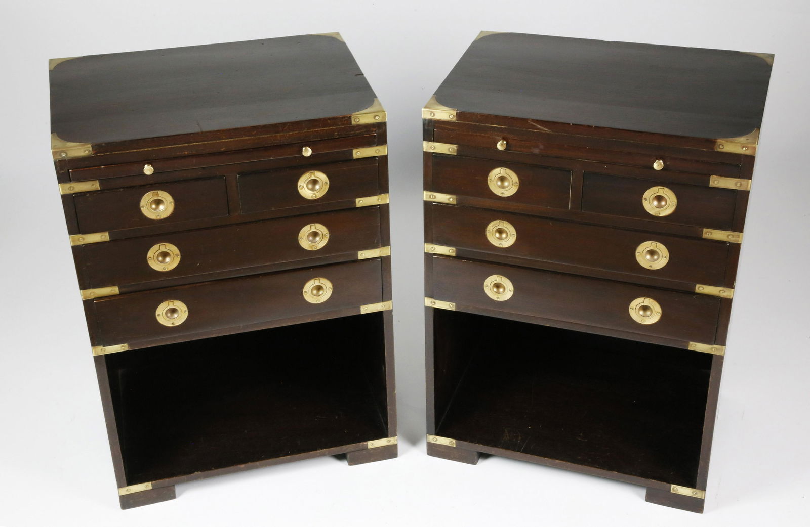 Pr Campaign Style Brass Bound Mahogany Night Stands (1 of 8)