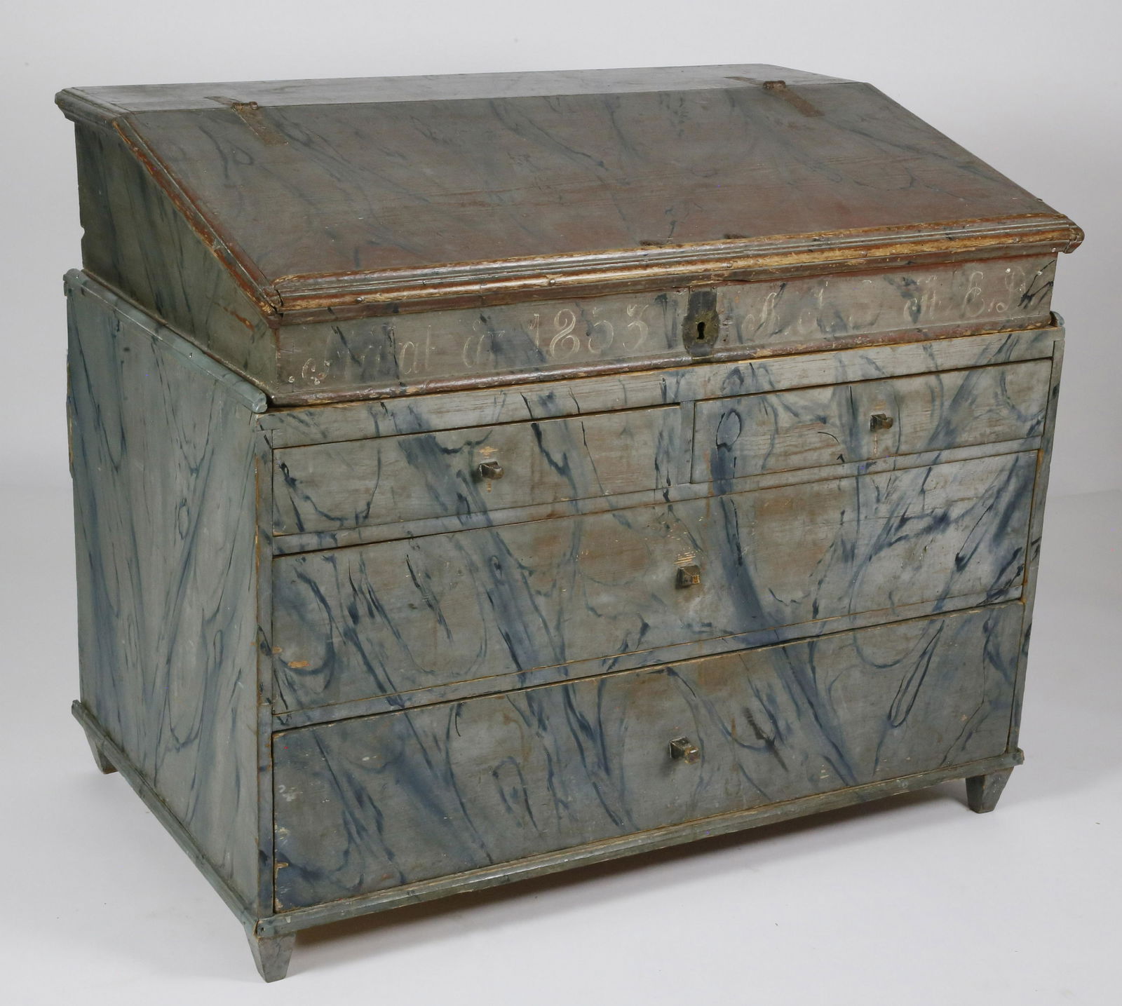 Antique Gustavian Swedish Painted Slant Front Desk (1 of 12)