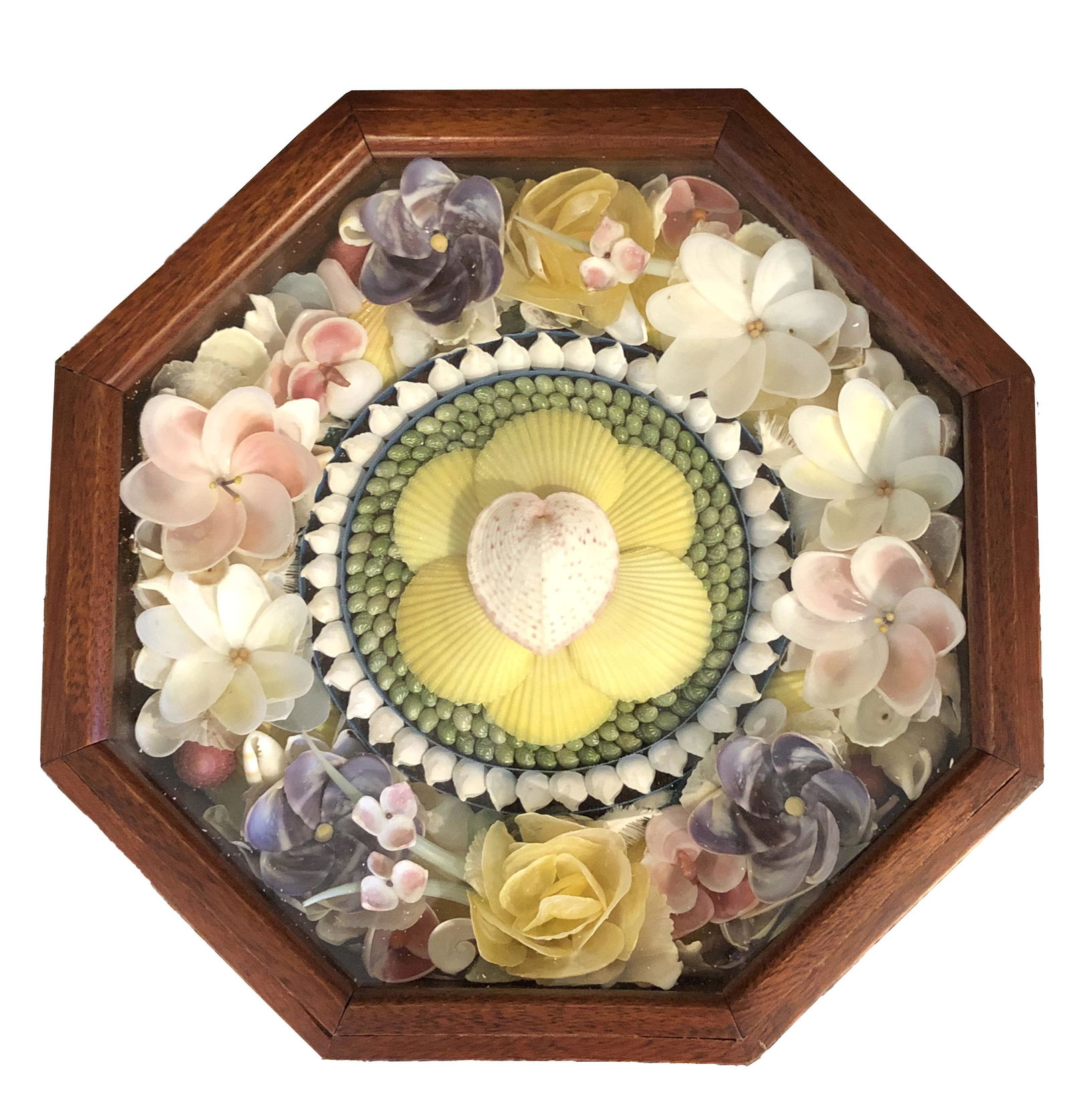 Sandi Blanda Sailor's Valentine "Summer Fling": Sandi Blanda Sailor's Valentine "Summer Fling", circa 2001, signed upon the base, "S.G. Blanda #1363" Diameter 9.5 in.