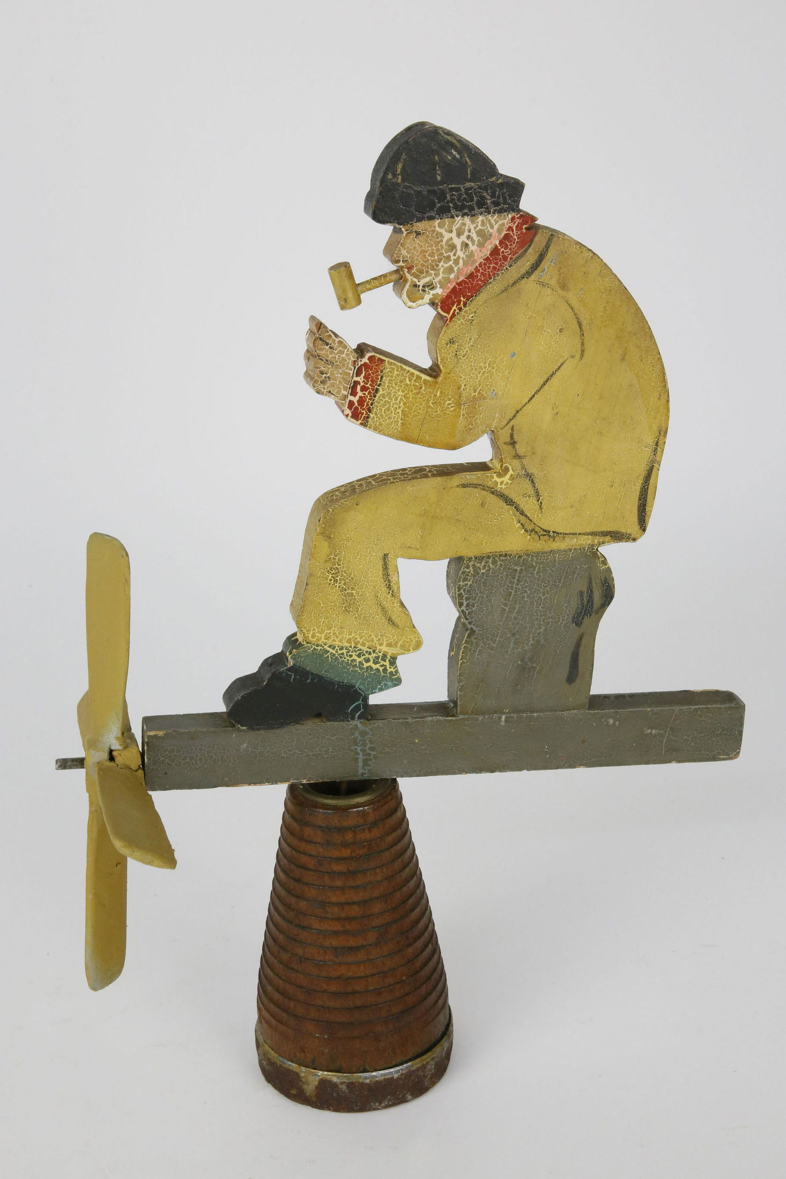 Vintage Folk Art "Old Salt Smoking a Pipe" Whirligig (1 of 6)