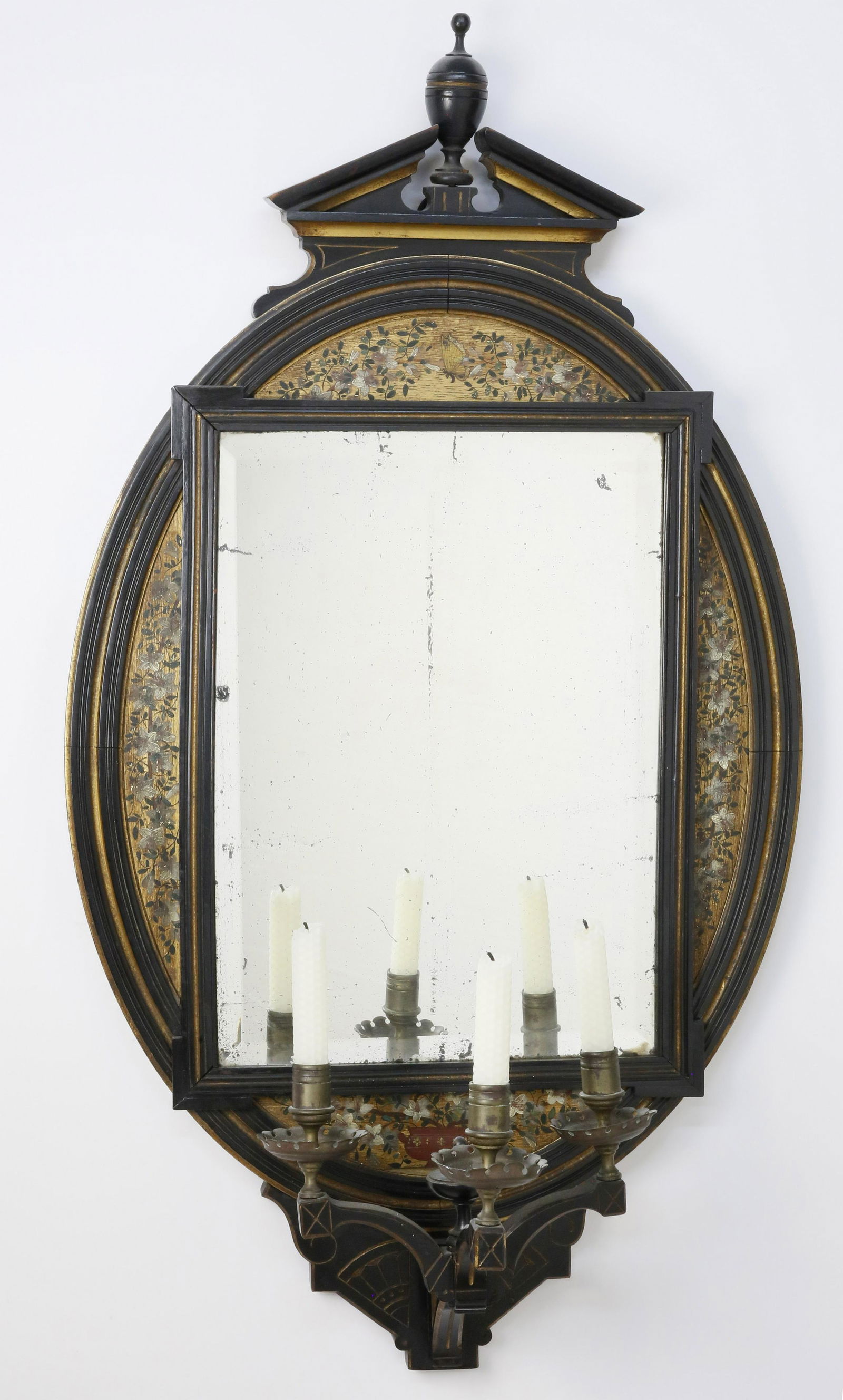 Eastlake Ebonized and Partial Gilt Girandole Mirror (1 of 4)
