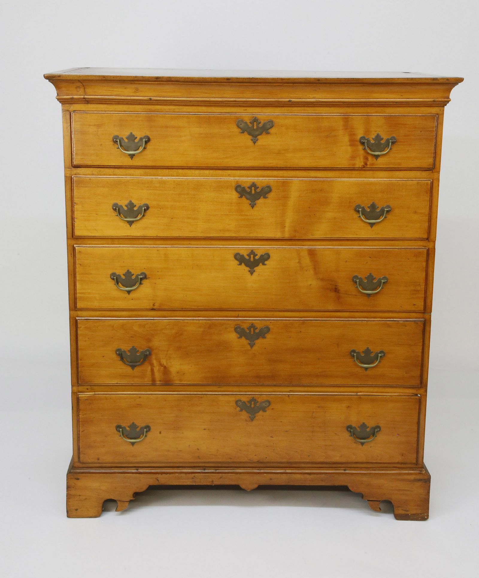 American Chippendale Cherry Five Drawer Tall Chest (1 of 8)