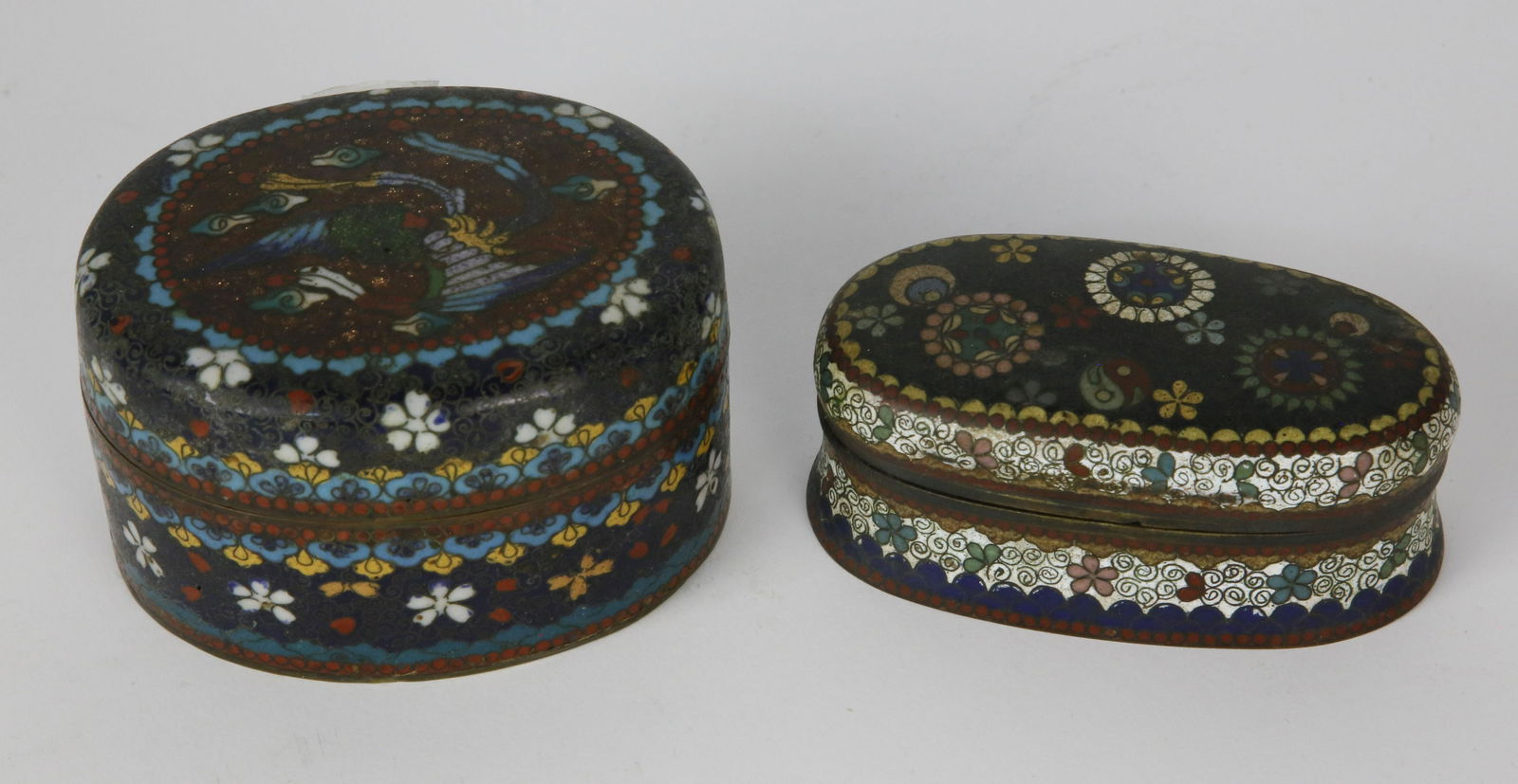Two Asian Oval Cloisonne Boxes (1 of 6)