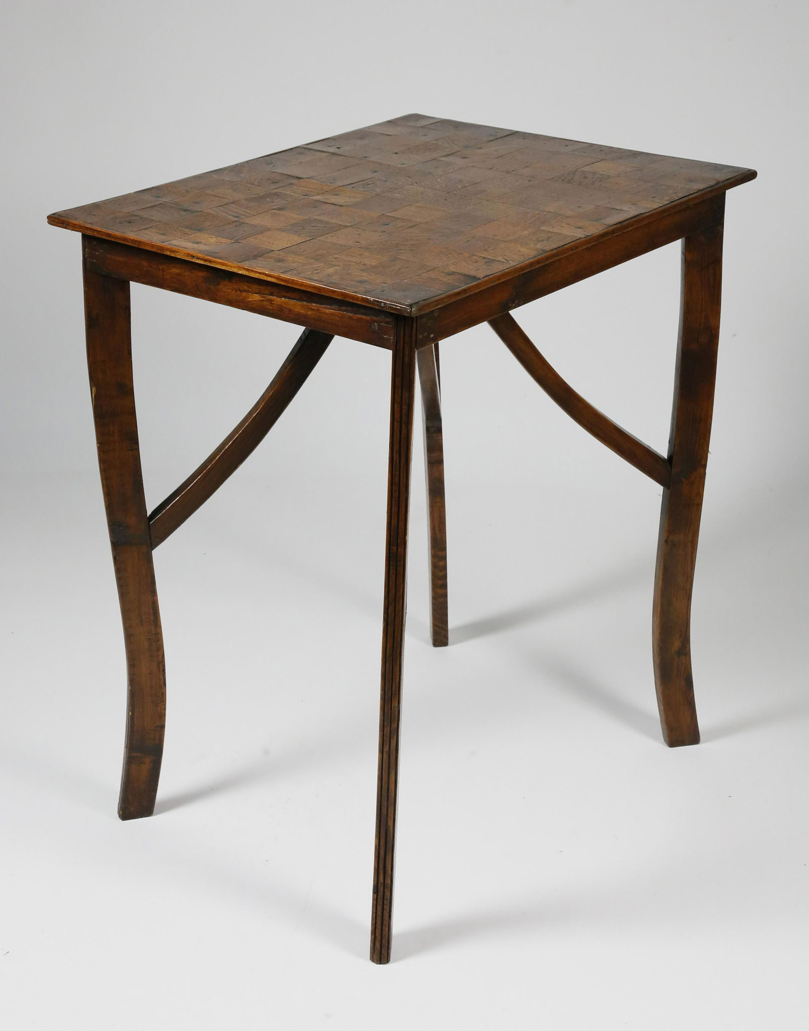 Antique Folk Art Parquetry Inlaid Checkerboard Top Side (1 of 6)