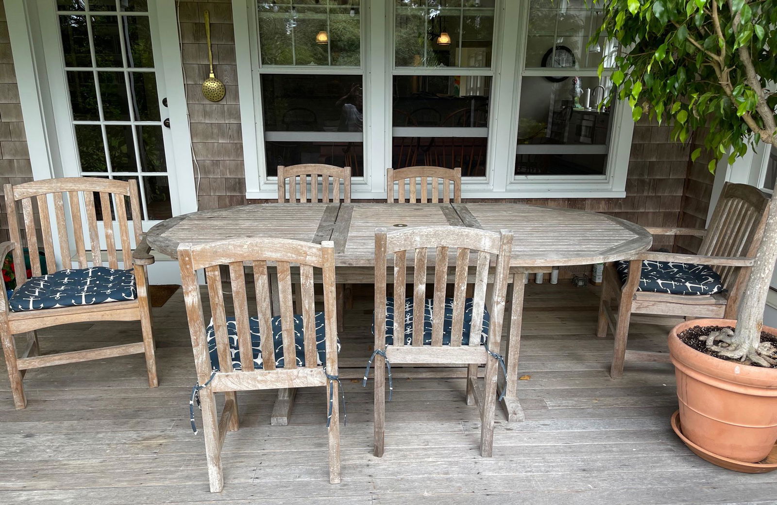 Teak Wood Oval Dining Table and Six Chairs (1 of 3)