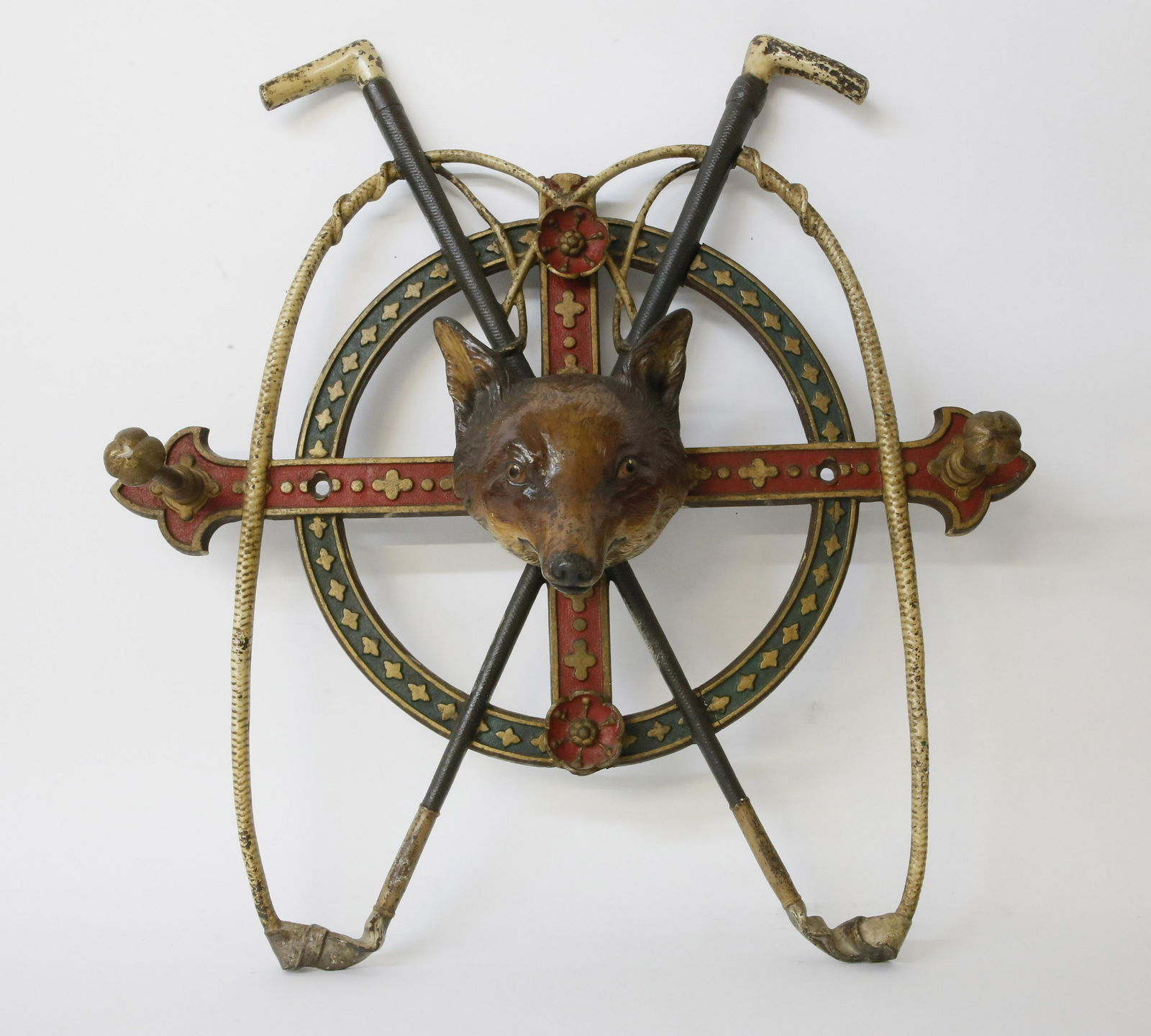 Victorian Polychrome Cast Iron Huntsman Hat and Coat Rack, late 19th Century (1 of 12)