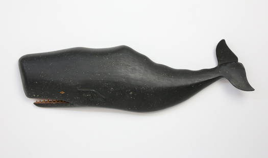 Clark Voorhees Jr. Carved Wood Sperm Whale: Clark Voorhees Jr. (1911-1980) Carved Wood Sperm Whale, carved initials and stamped C. Voorhees on reverse. Clark Voorhees, Jr., the son of renowned American Impressionist Clark Greenwood Voorhees