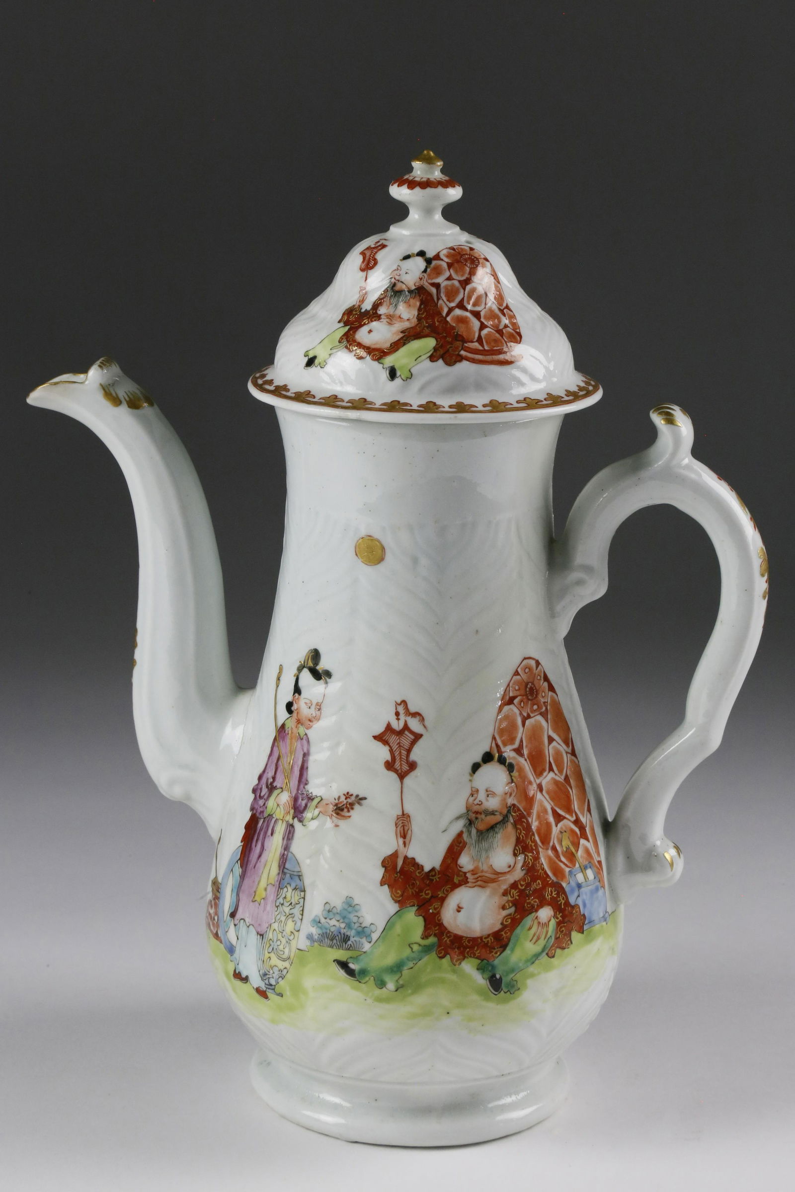 Chinese Export Enameled Porcelain Coffee Pot, mid 18th Century (1 of 5)
