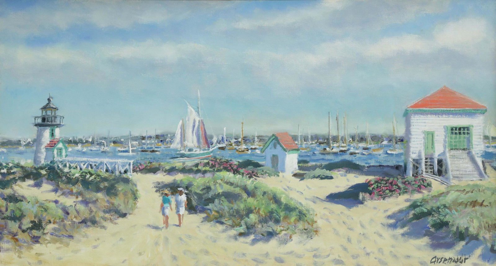 Paul Arsenault Oil on Linen "Strolling on Brant Point - Nantucket" (1 of 6)