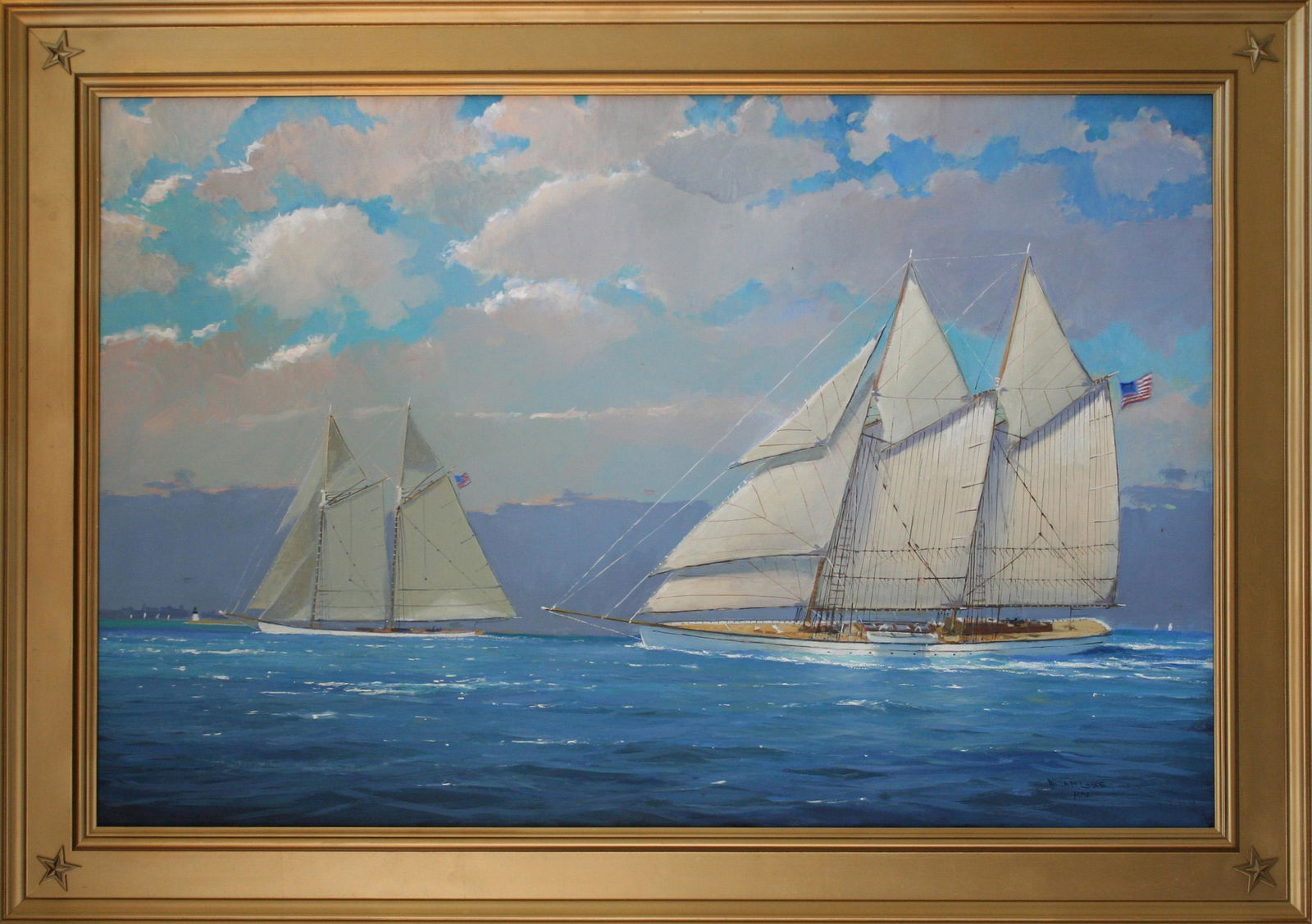 William Lowe Oil on Linen "Cruising off Nantucket Island" (1 of 2)
