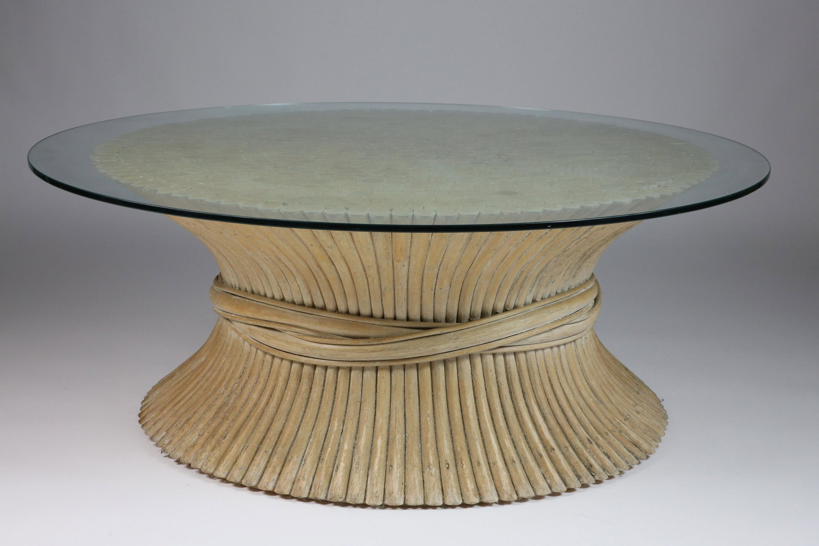 Wheat Bundle Form Contemporary Glass Top Coffee Table (1 of 7)