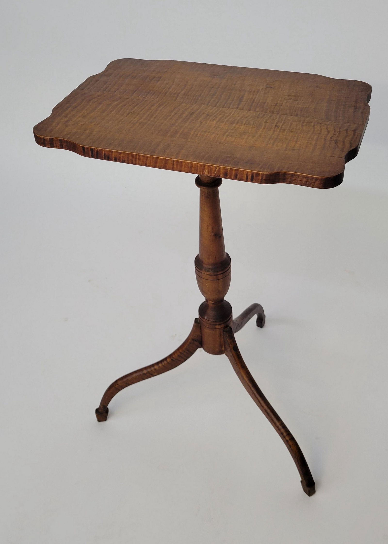 Vintage Bench Made 18th C. Style Tiger Maple Candlestand (1 of 5)
