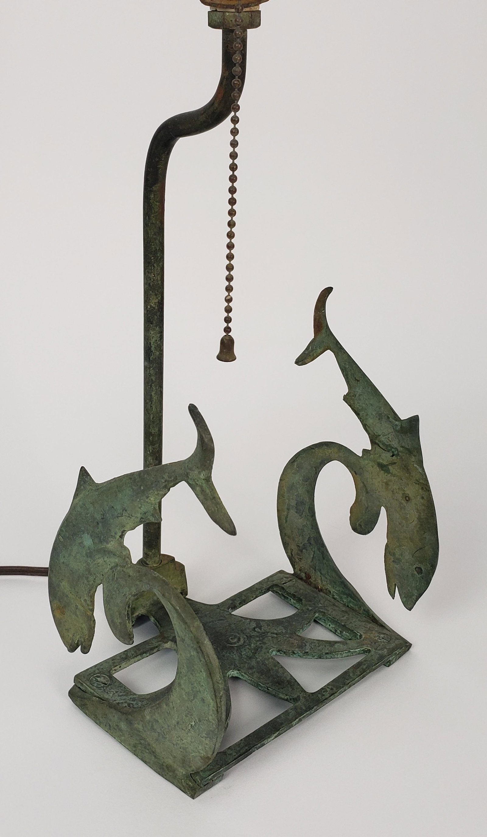 Vintage Figural Bronze Dolphin Lamp (1 of 6)