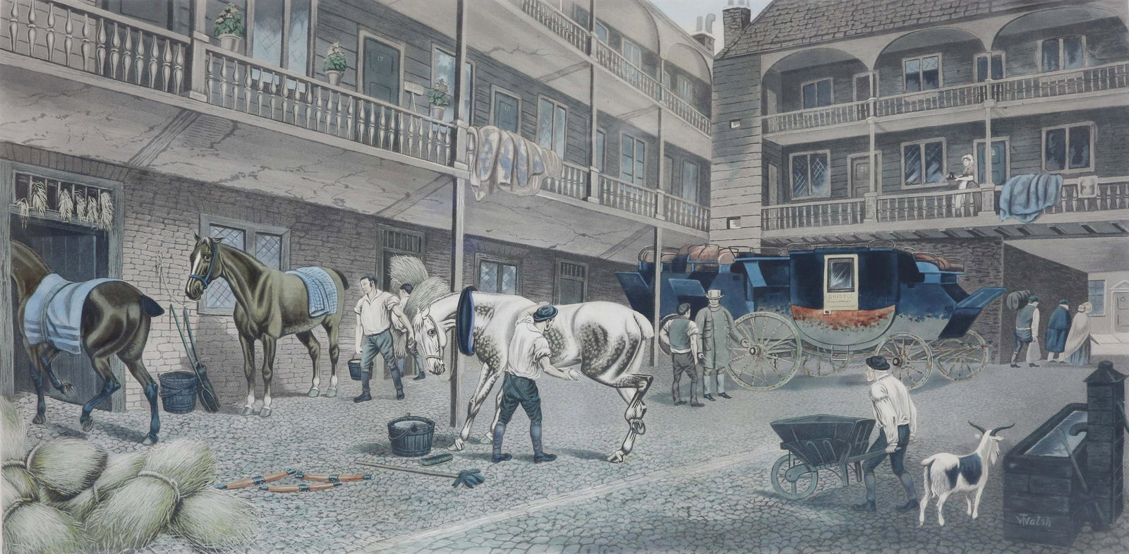 "The Old Inn Yard" Engraving, 19th Century (1 of 6)