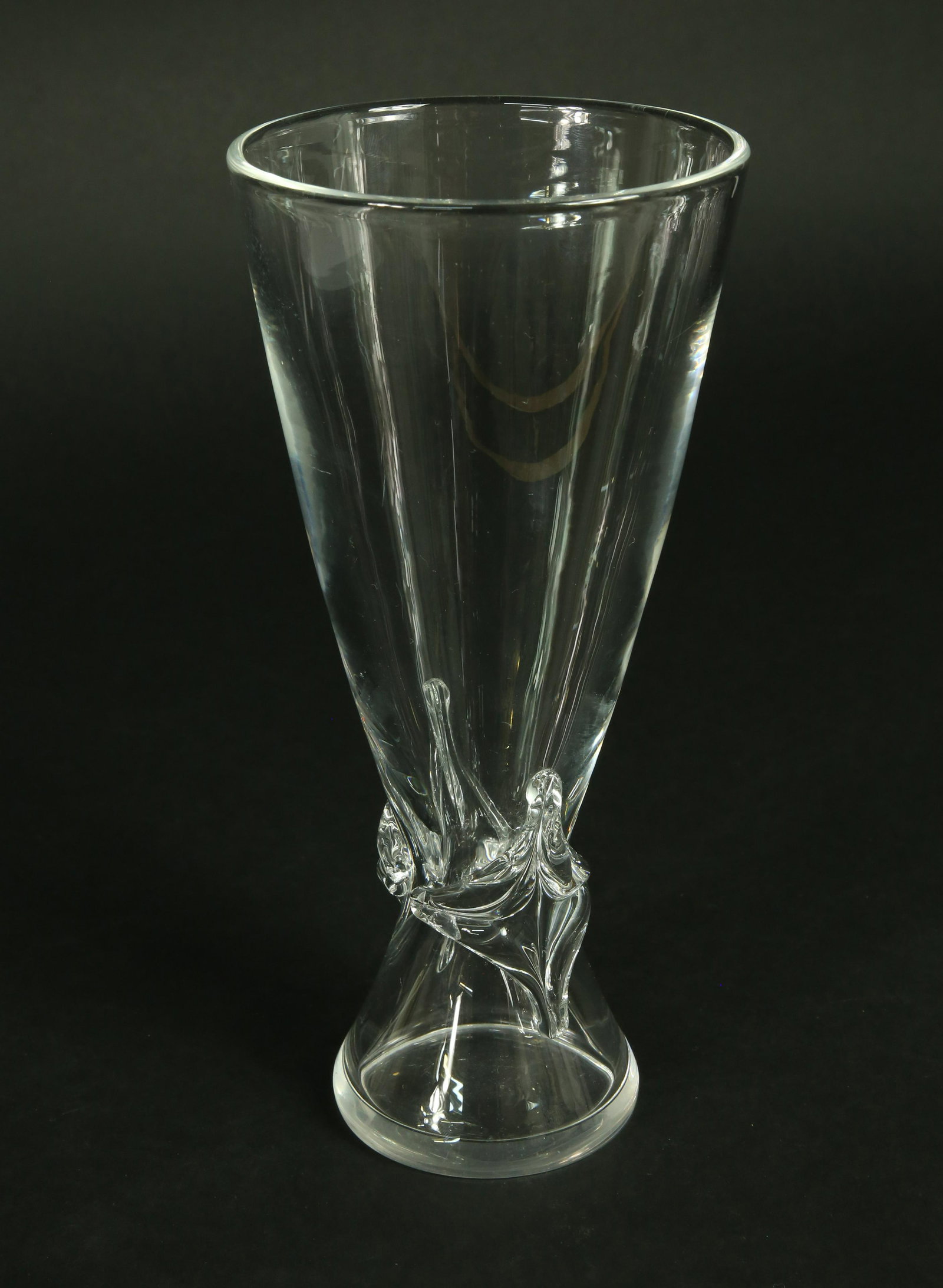 Signed Steuben Clear Crystal Vase Designed by George Thompson, circa 1960: Signed Steuben Clear Crystal Vase Designed by George Thompson, circa 1960 Height 9 in.