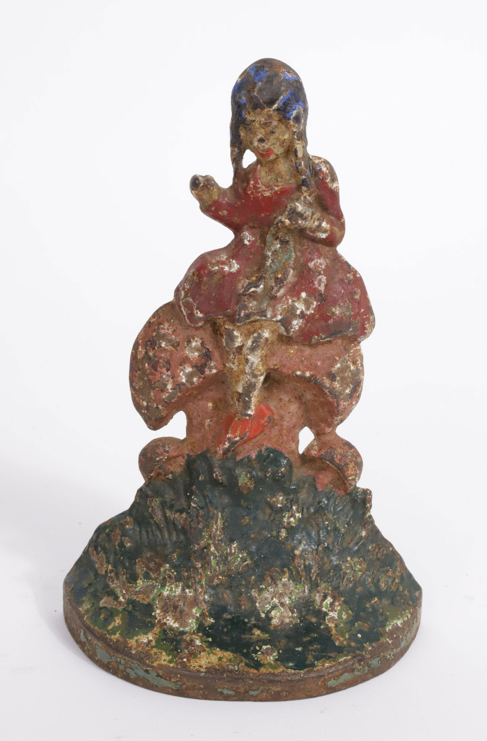 Vintage Painted Cast Iron Little Miss Muffet Doorstop (1 of 4)