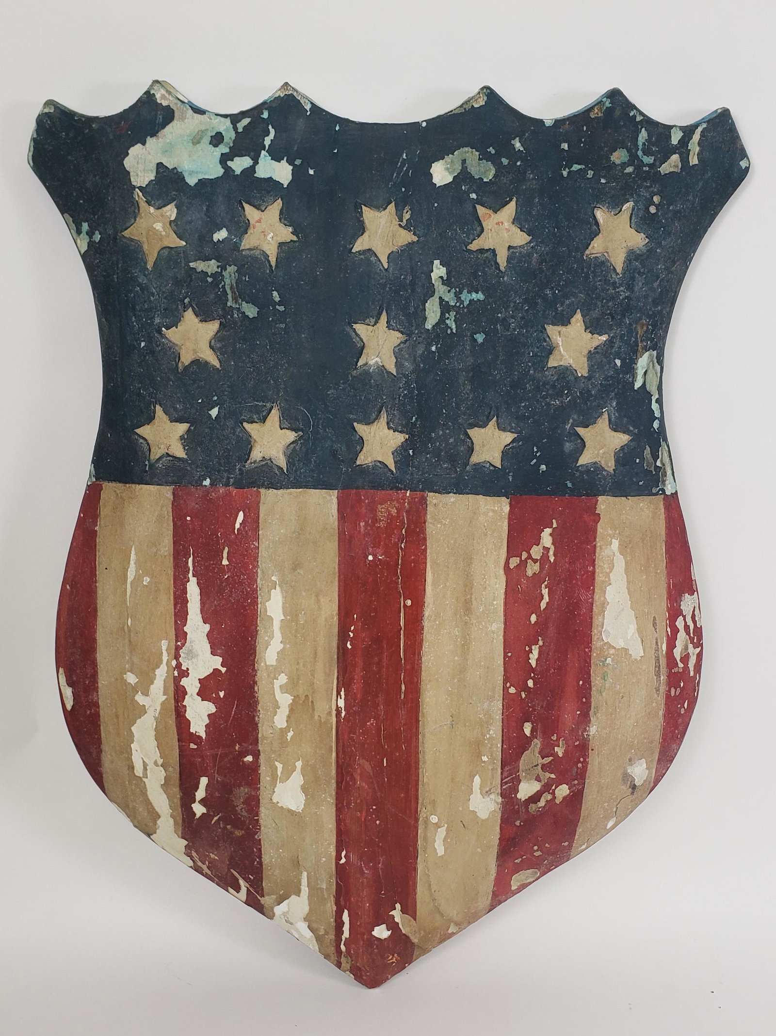 Vintage Carved and Painted American Flag Federal Shield Sign (1 of 6)