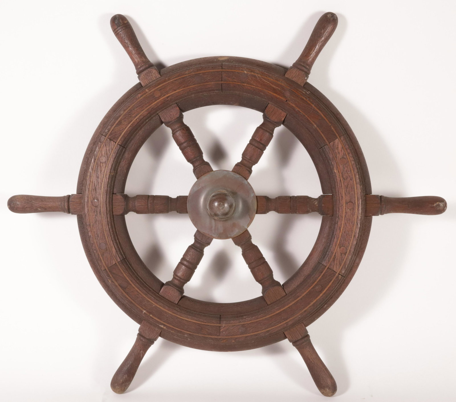 Vintage Oak Six Spoke Captain's Ship Wheel: Vintage Oak Six Spoke Captain's Ship Wheel Diameter 25 in.