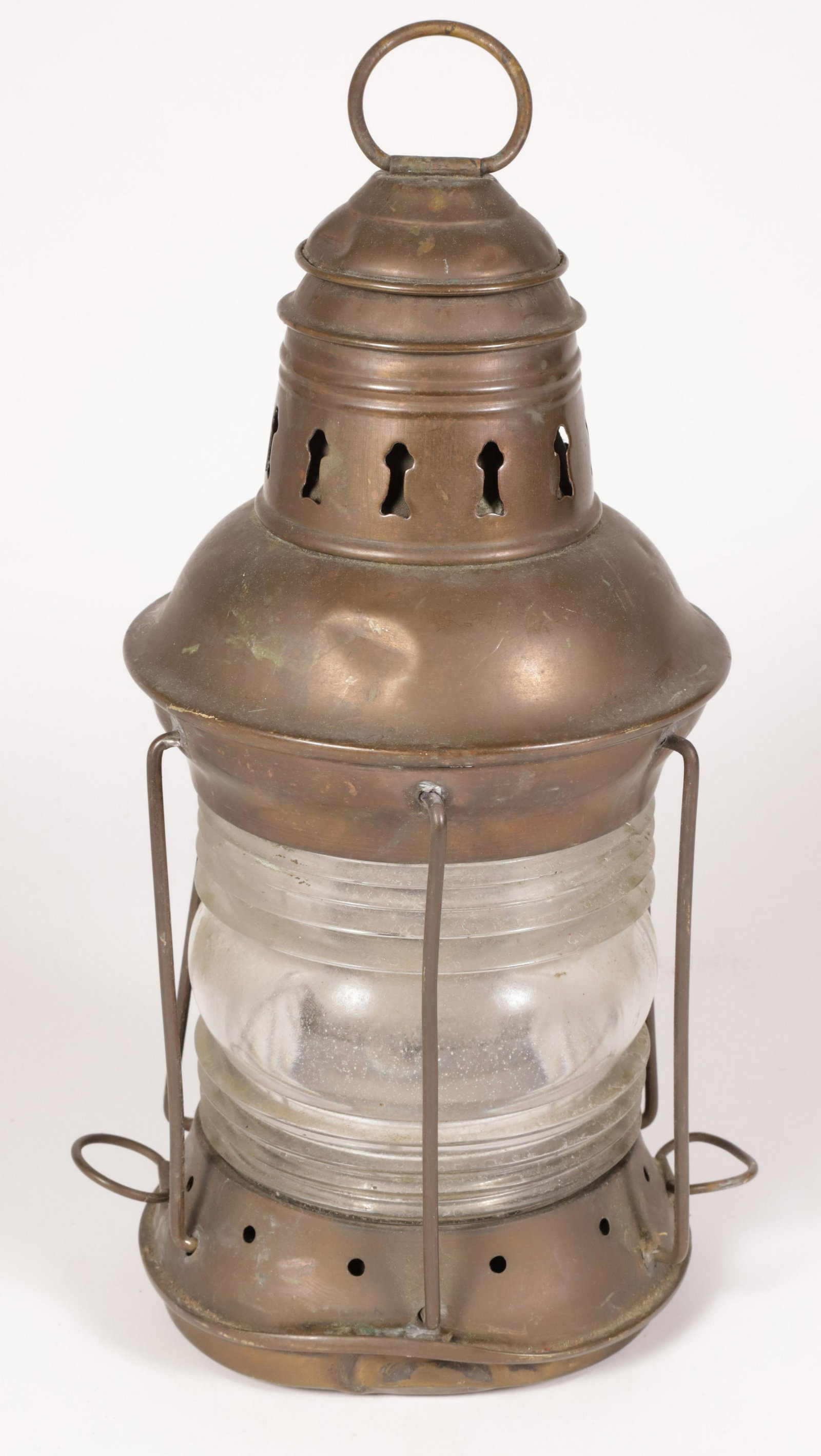 Brass Hanging Ship's Lantern: Brass Hanging Ship's Lantern Height 12 in.