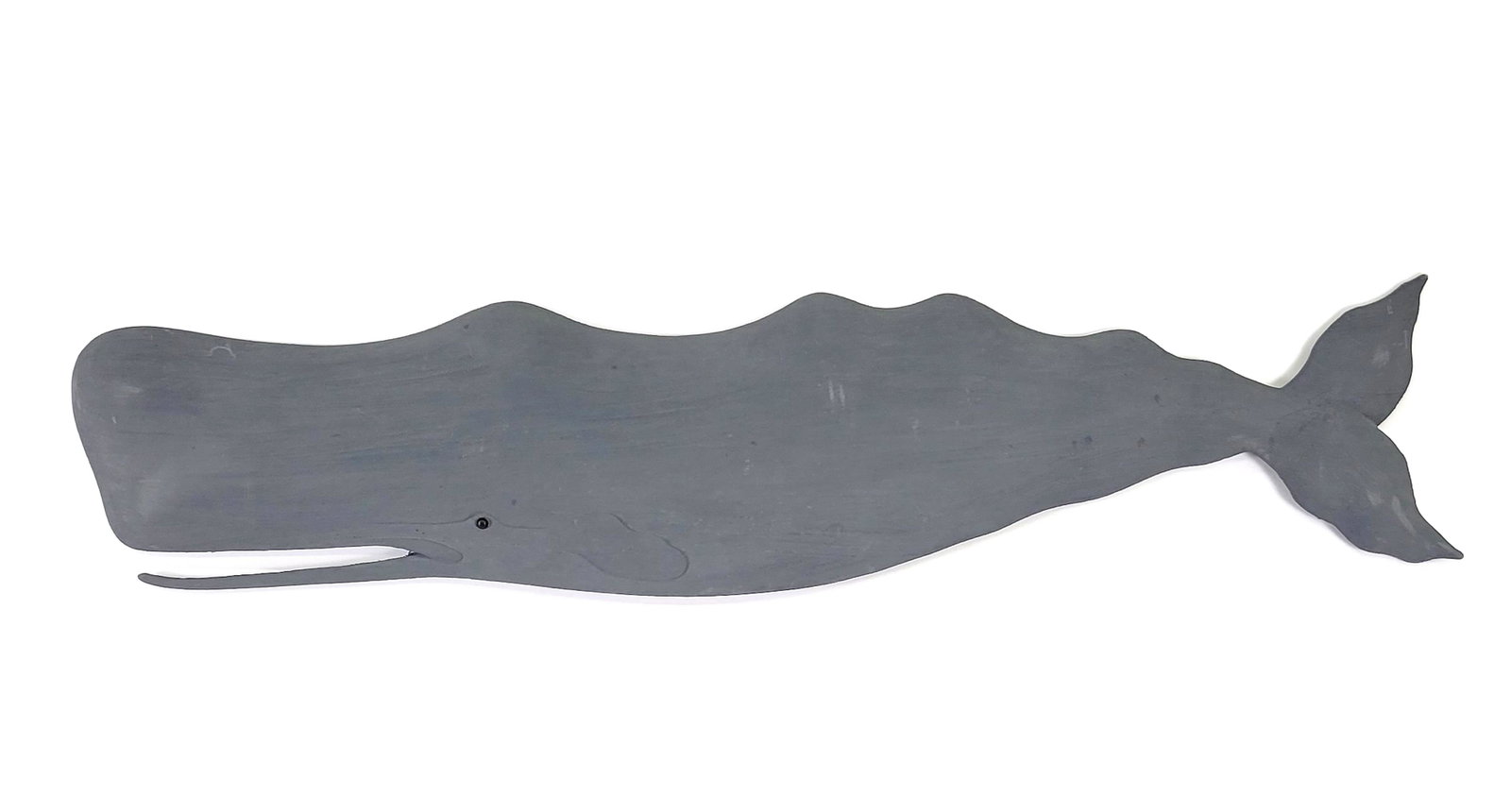 Vintage Folk Art Carved and Painted Sperm Whale Plaque: Vintage Folk Art Carved and Painted Sperm Whale Plaque, made by Byron Bruffee, signed on reverse with his carved Ã¢€Å“BÃ¢€Â trademark. Length 41 in. Height 9 in