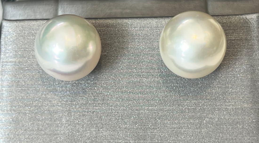 Fine Pair of 11.5mm White South Sea Pearl Earrings, 14k Yellow Gold (1 of 3)
