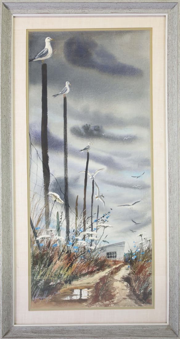 C. Robert Perrin Watercolor on Paper "Seagulls and Queen Anne's Lace" (1 of 6)