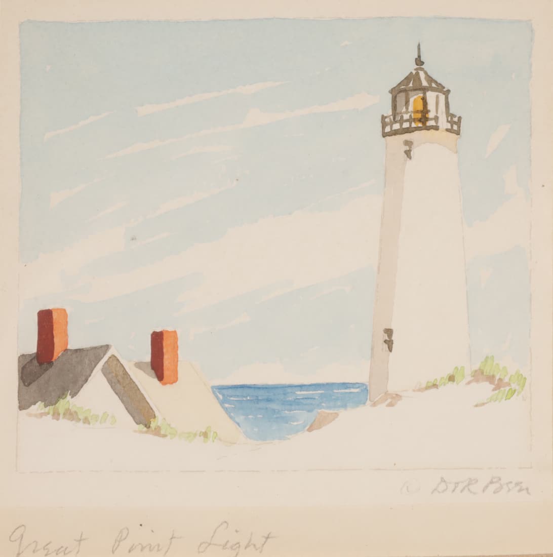 Doris and Richard Beer Watercolor on Paper "Great Point Light" (1 of 5)