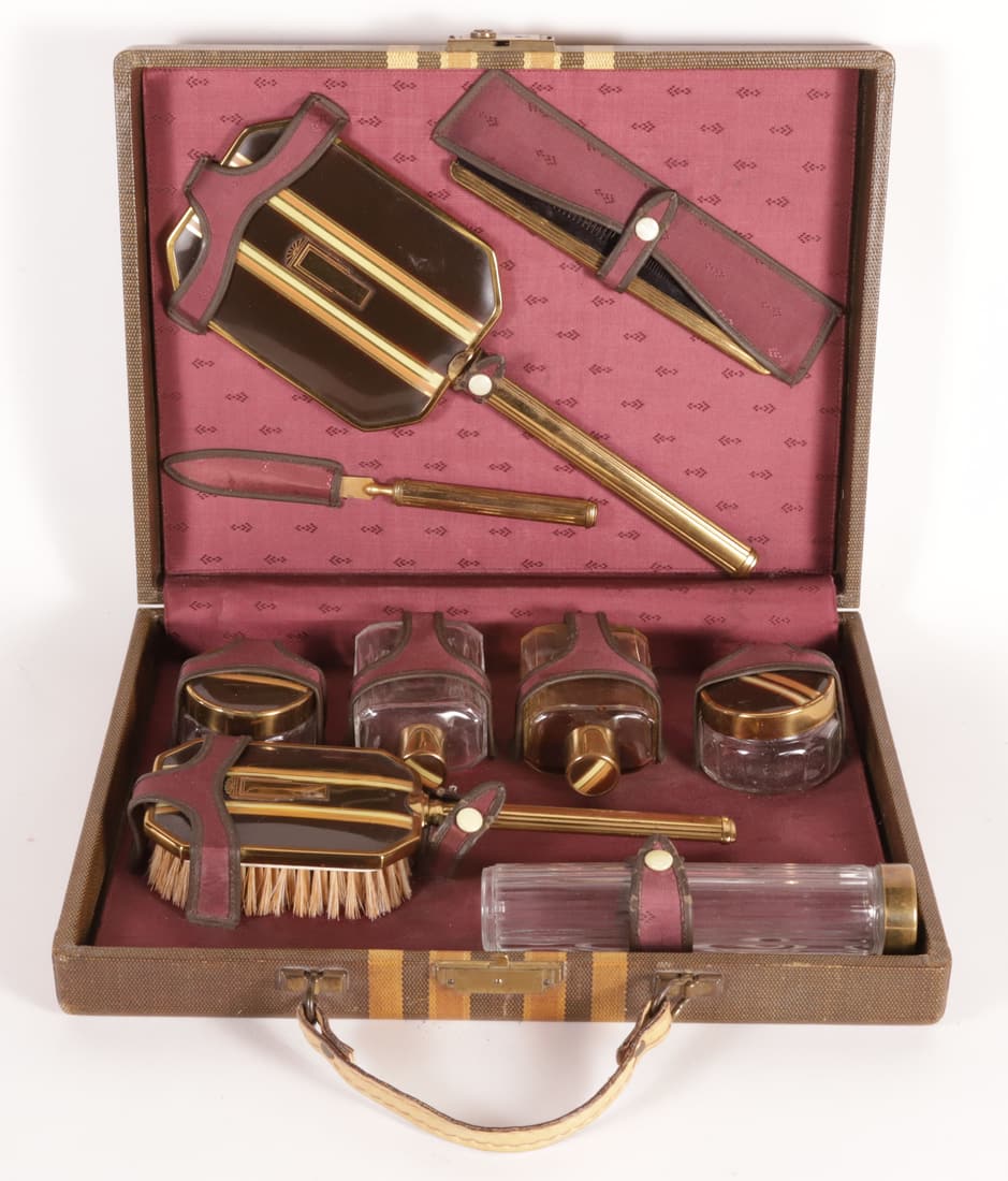 Vintage Art Deco Enamel Dresser Set in Custom Fitted Case (1 of 7)