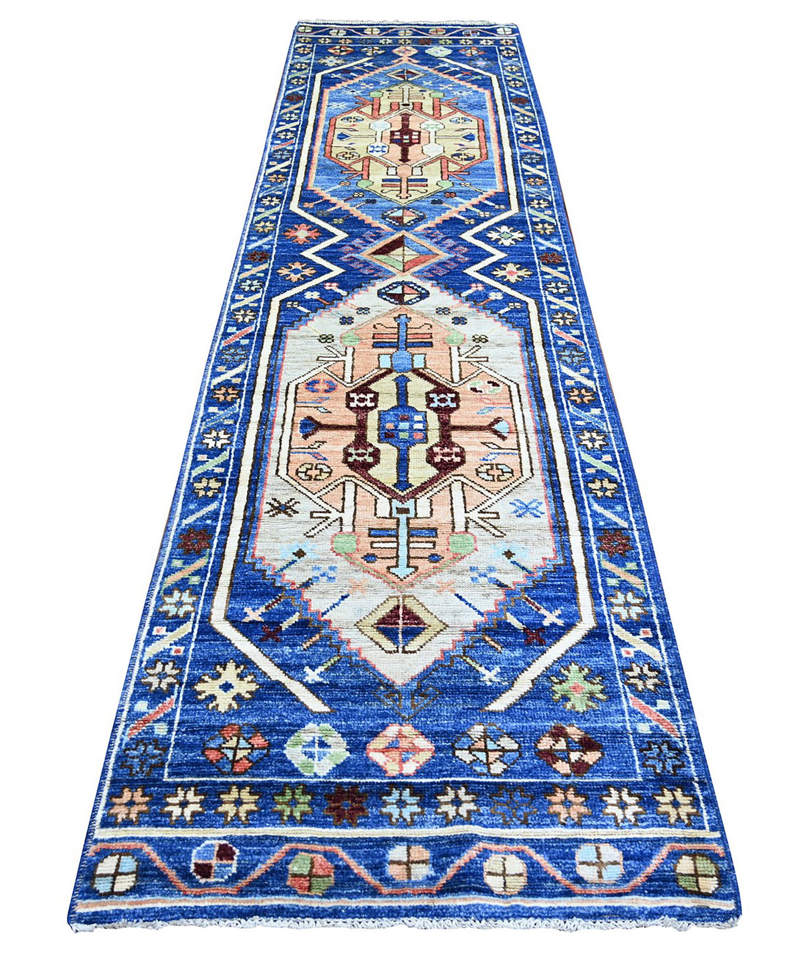 Sapphire Blue Hand Knotted Wool Anatolian Village Inspired Oriental Carpet (1 of 2)