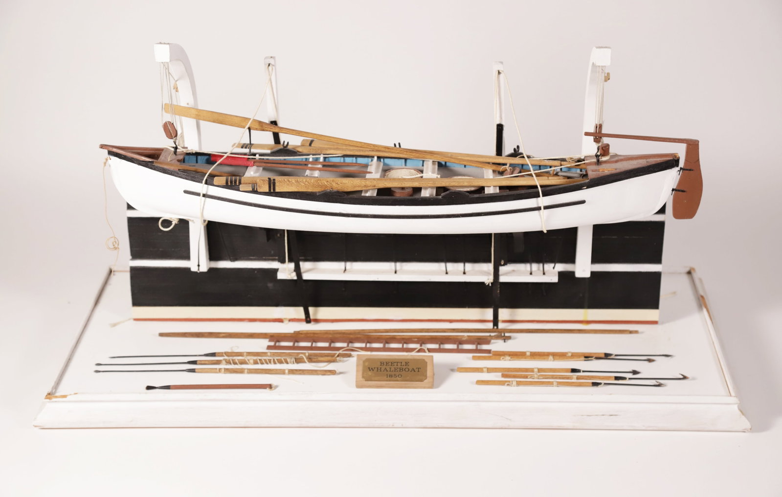 Contemporary Model Of A "Beetle Whaleboat": Contemporary Model Of A "Beetle Whaleboat", in a custom case Height 17 in. Length 26.5 in. Width 10.5 in.