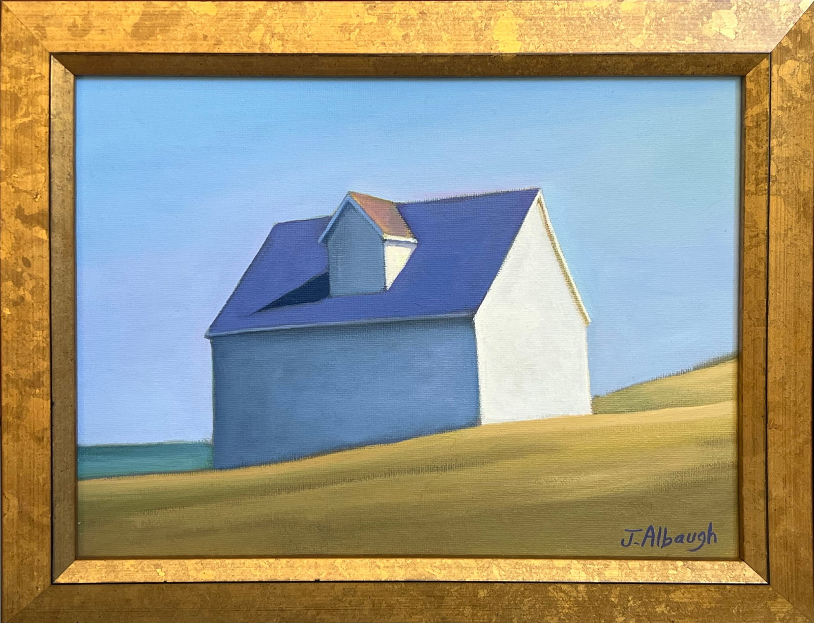 Joan Albaugh (American Contemporary) Oil on Artist Board "Spring Light": Joan Albaugh (American Contemporary) Oil on Artist Board "Spring Light", signed lower right J. Albaugh in molded gilt frame 8.5 in. x 11.5 in. Framed 11 in. x 14 in.