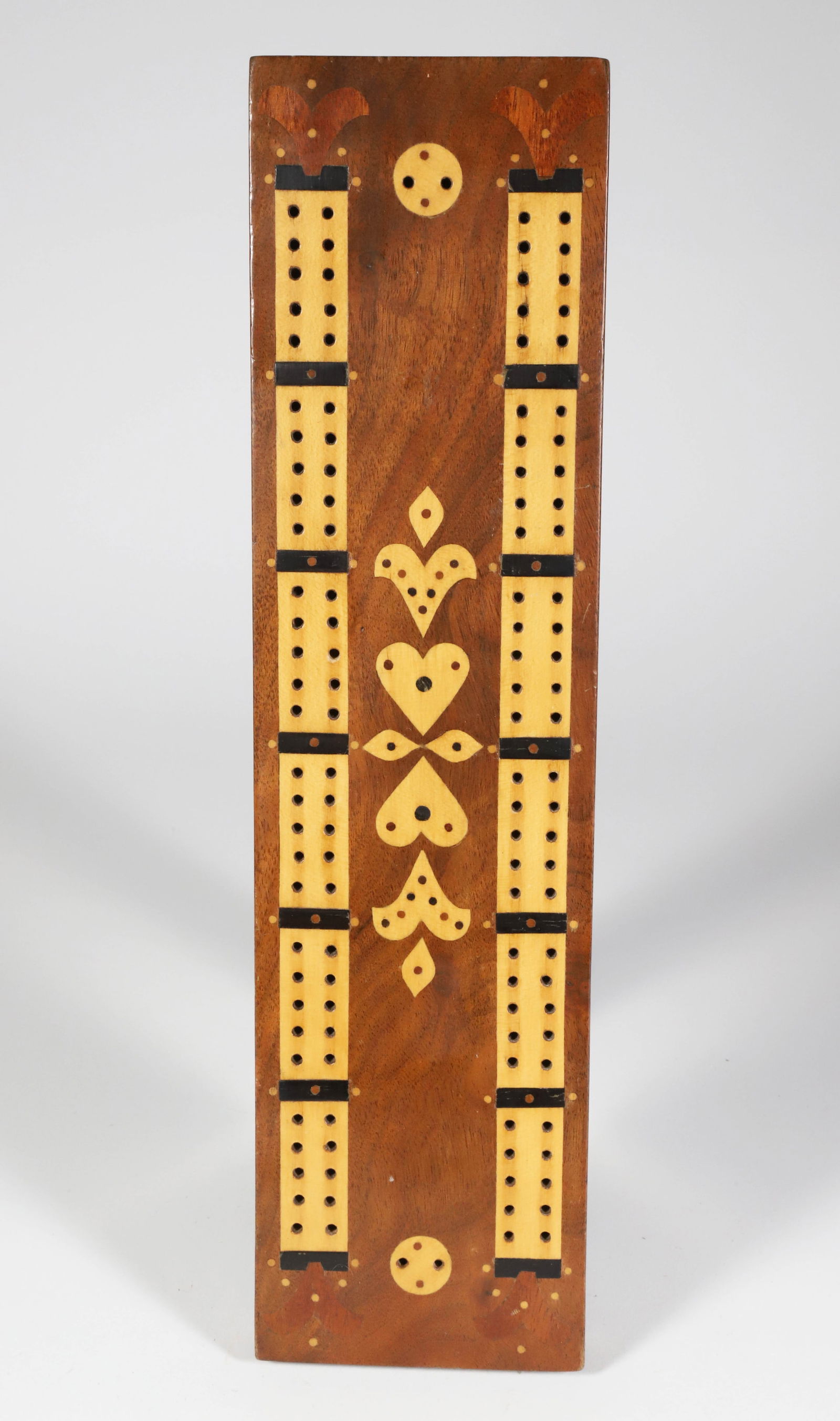 Vintage English Multi-Wood Inlaid Cribbage Board (1 of 6)