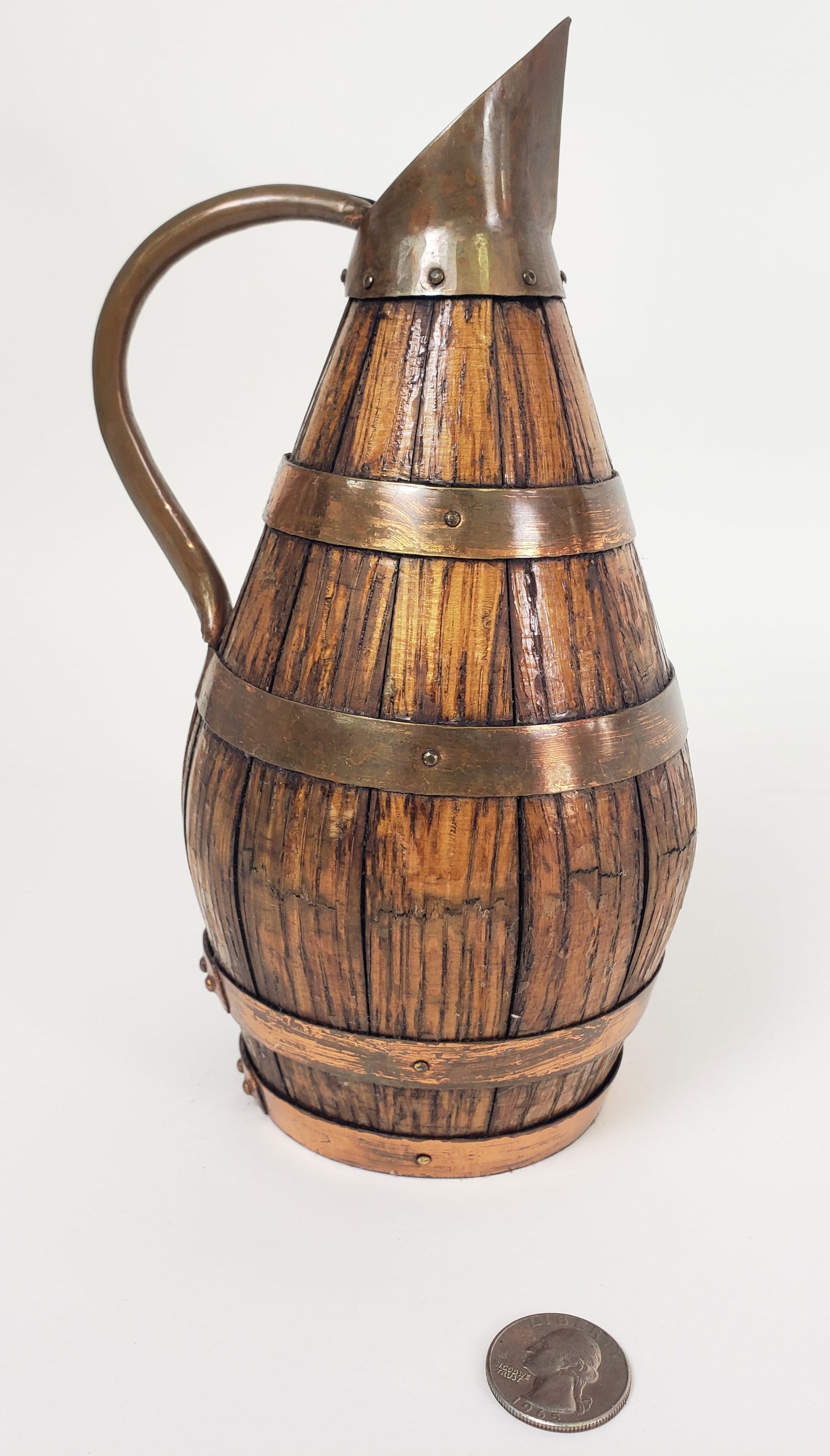 Antique English Oak Copper Bound Cider Pitcher, 19th Century (1 of 4)