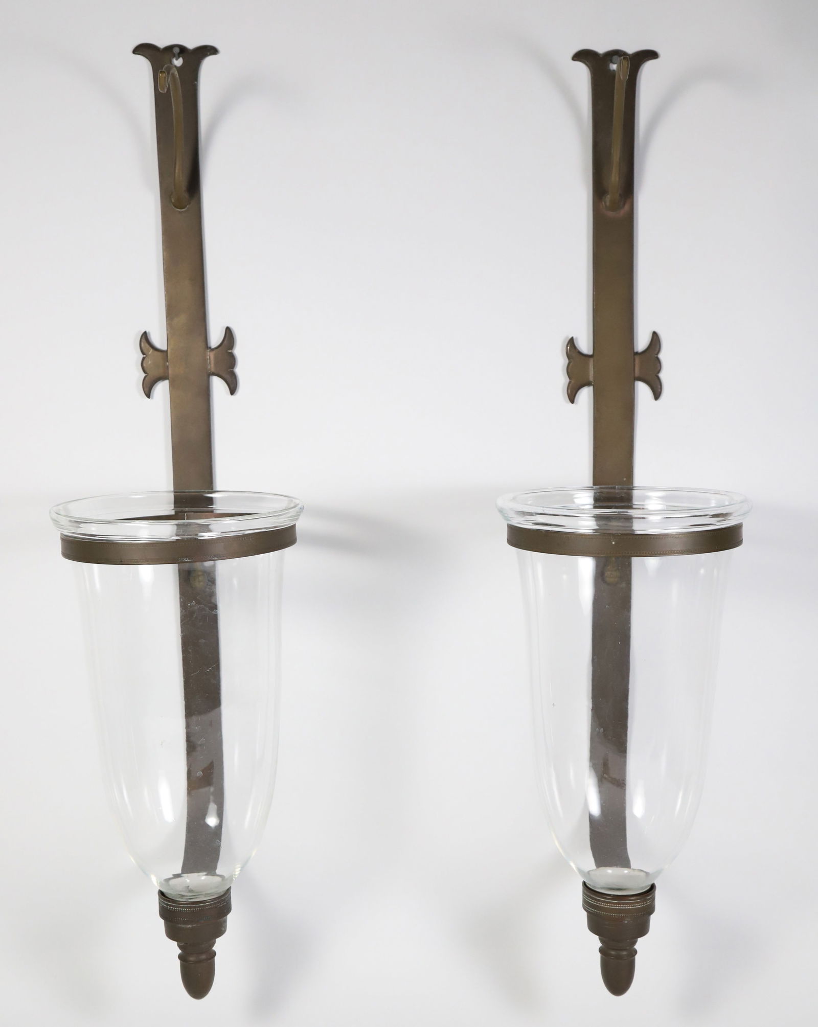 Pair of Vintage Metal and Glass Hurricane Sconces (1 of 10)
