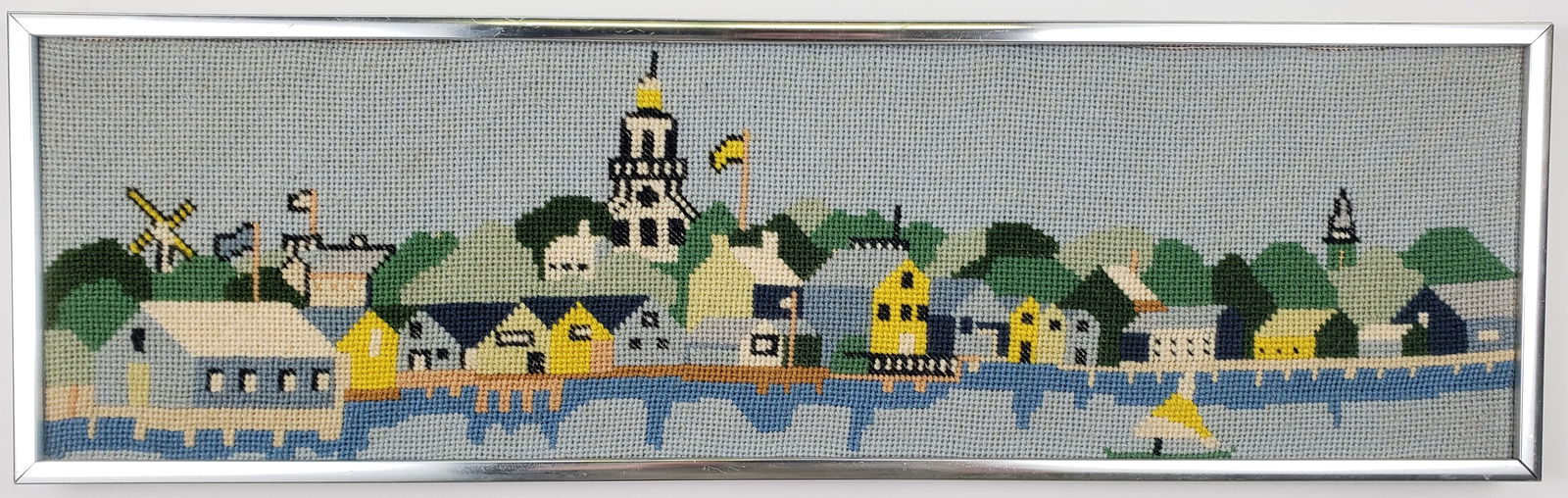 Vintage Erica Wilson Needlepoint Embroidered Nantucket Harbor Scene (1 of 4)