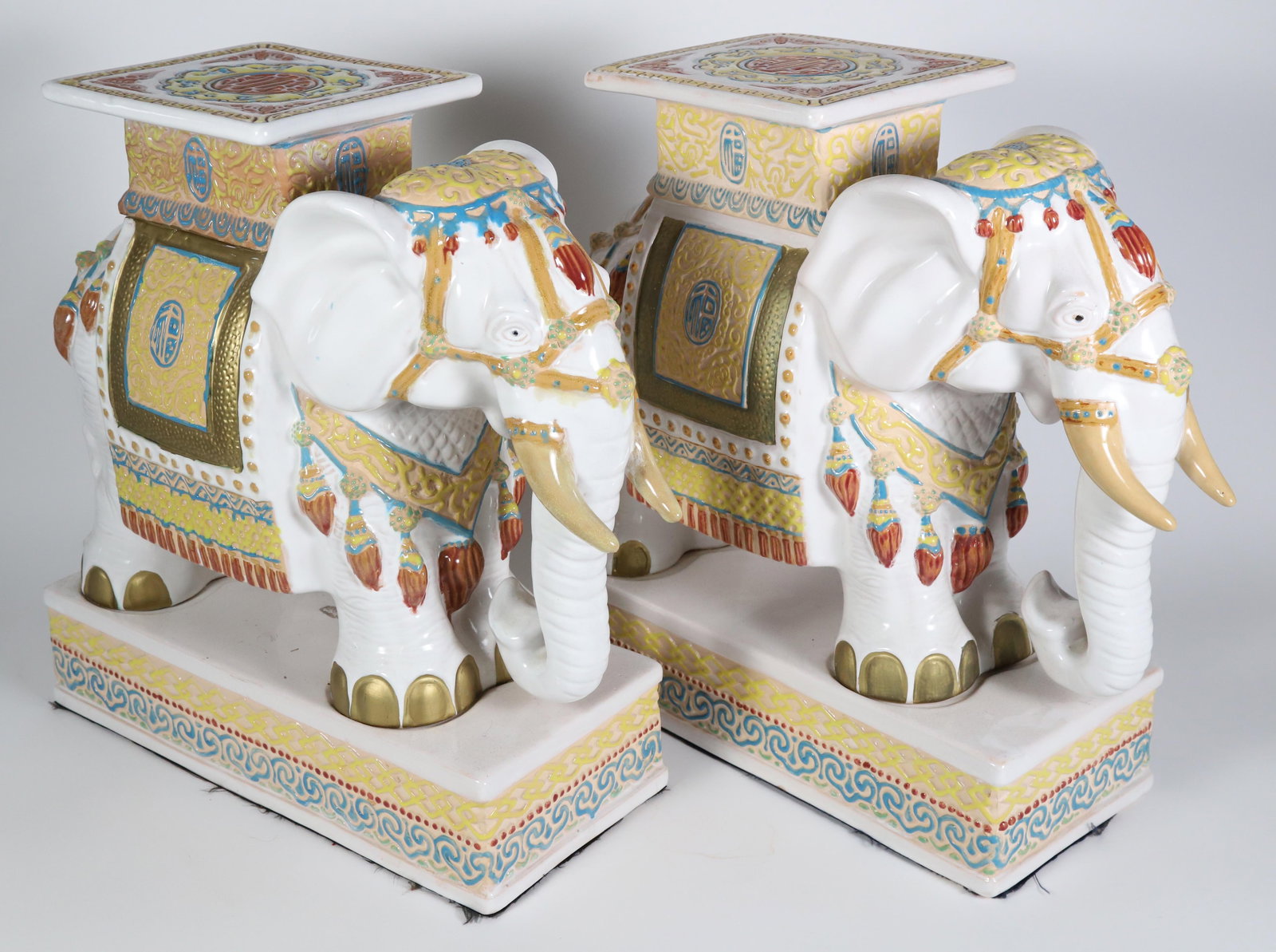 Pair of Vintage Ceramic Elephant Garden Stools (1 of 10)