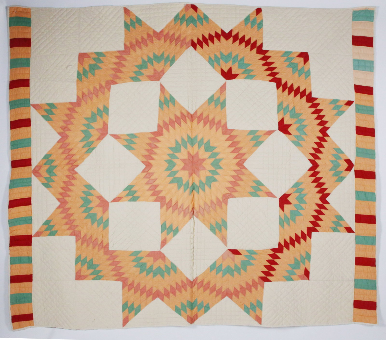 Vintage Broken Star Patchwork Quilt, circa 1930s (1 of 6)