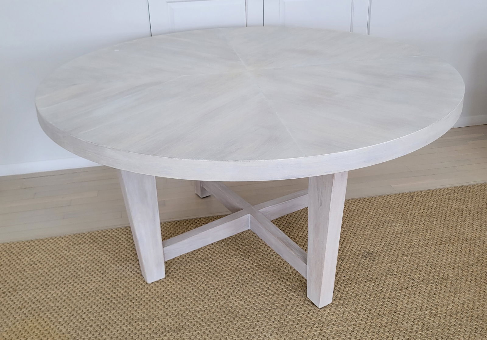 Modern White Washed Round Dining Table (1 of 4)