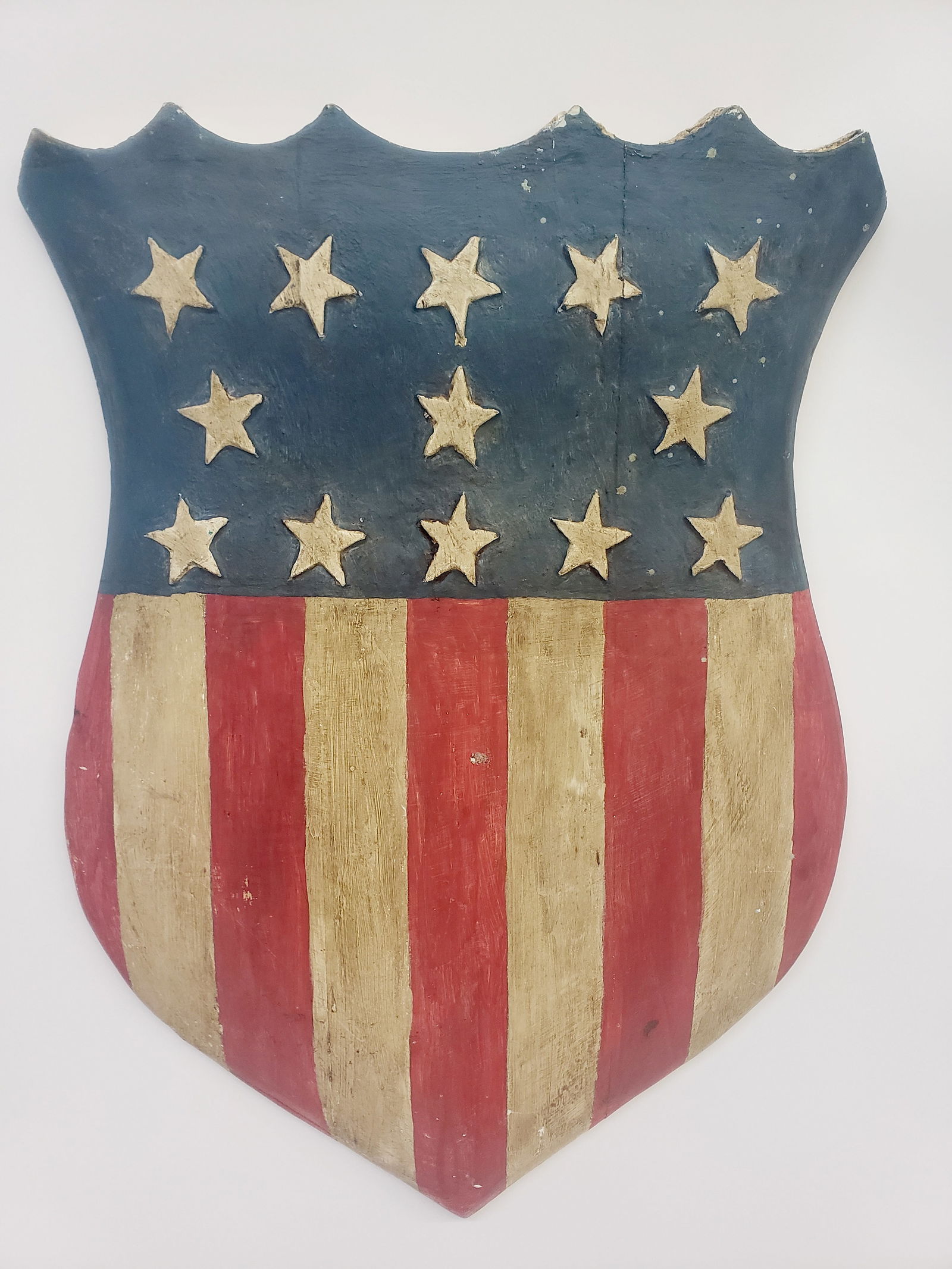 Vintage Carved and Painted American Flag Federal Shield Sign (1 of 4)