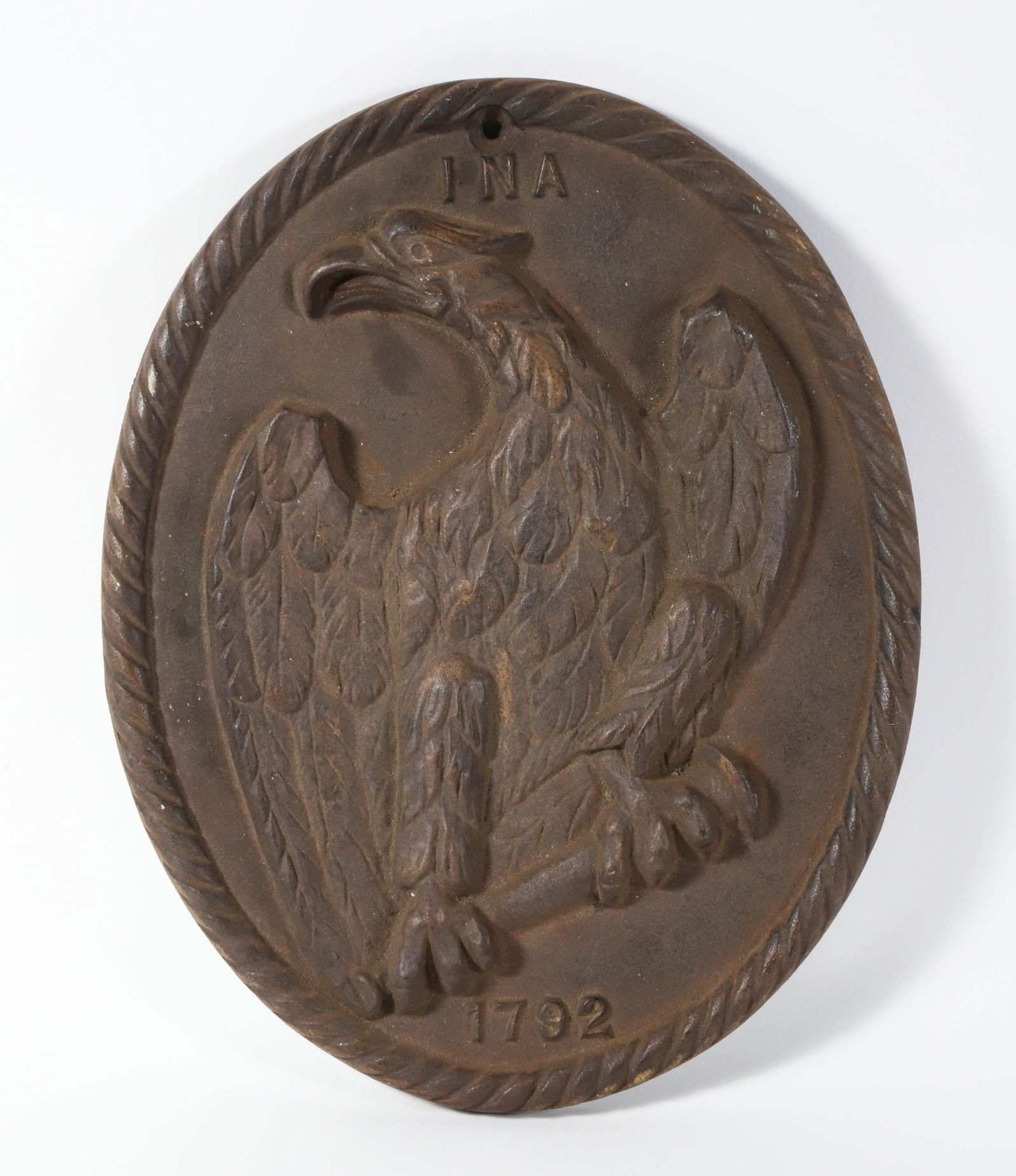 Vintage Wilton Cast Iron INA Fire Insurance Mark Eagle Plaque (1 of 6)