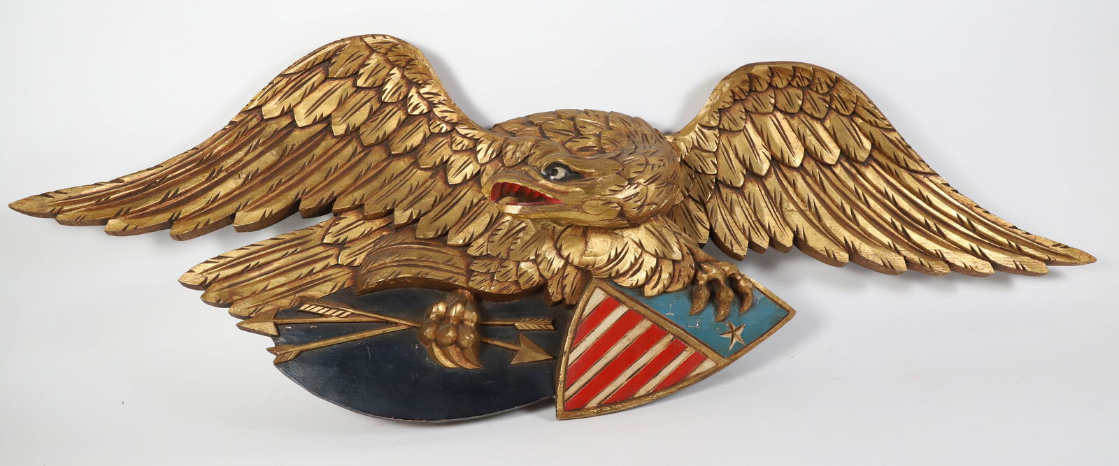 American Hand Carved and Painted Wood Spread Winged Eagle, circa 1930s (1 of 5)