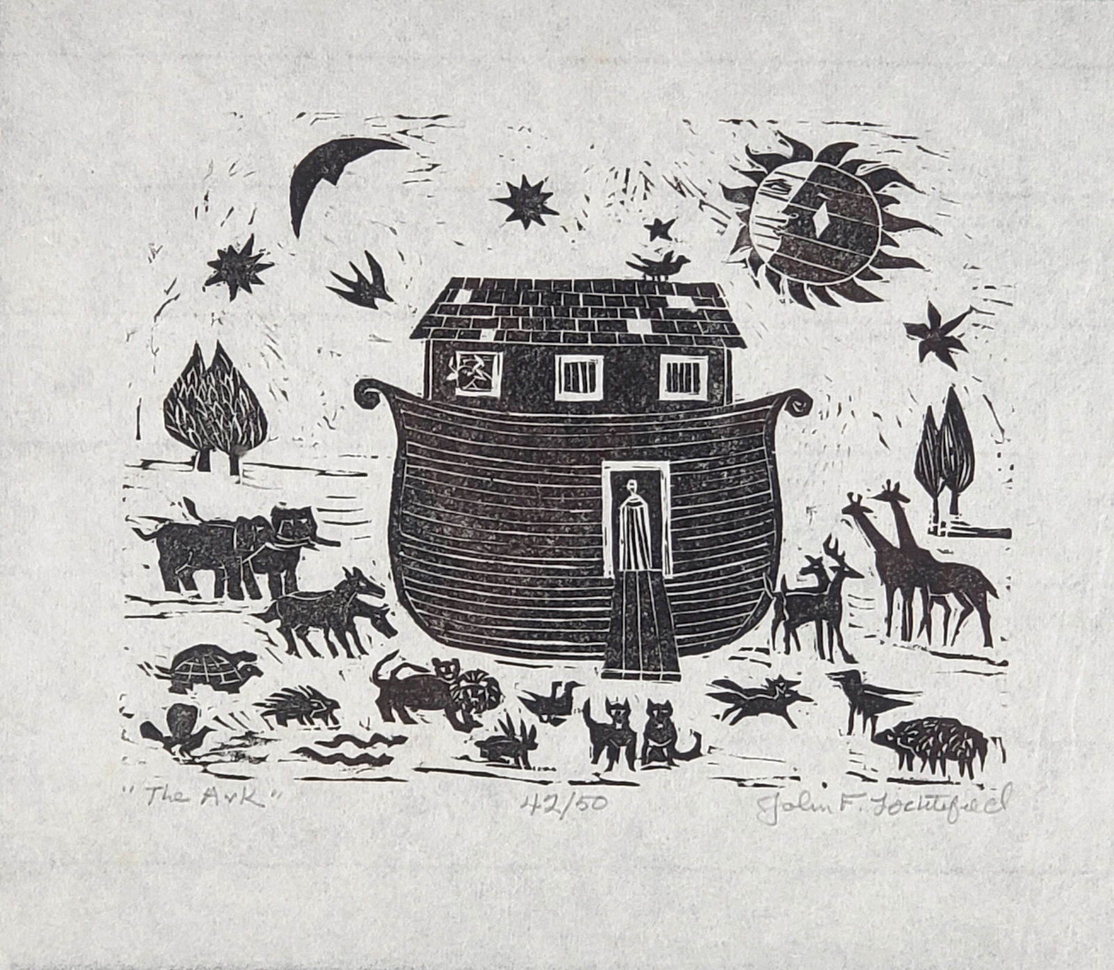 John F. Lochtefeld Limited Edition Nantucket Woodblock Print, "The Ark" (1 of 3)