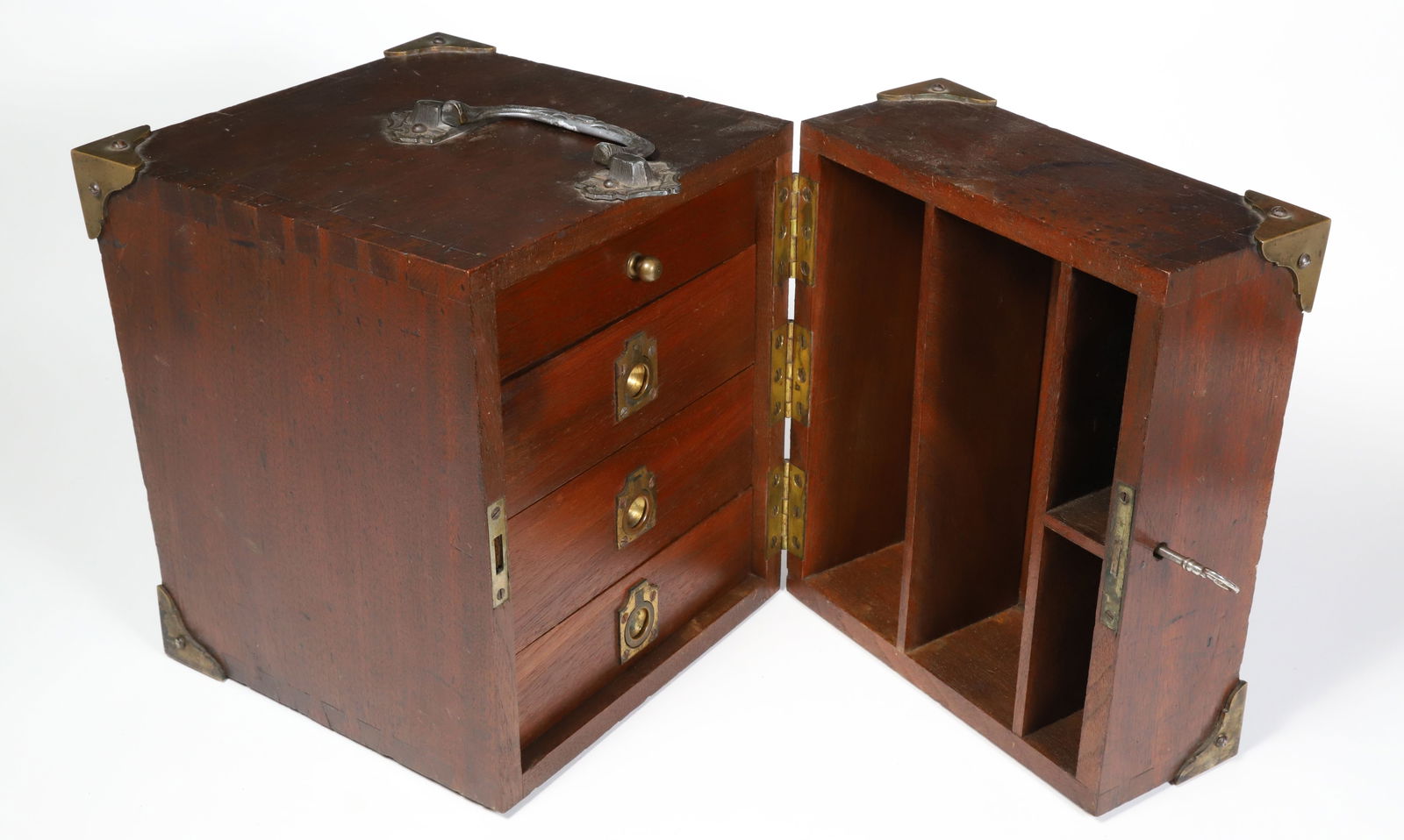 Brass Corner and Dovetailed Mahogany Box, 19th Century (1 of 5)