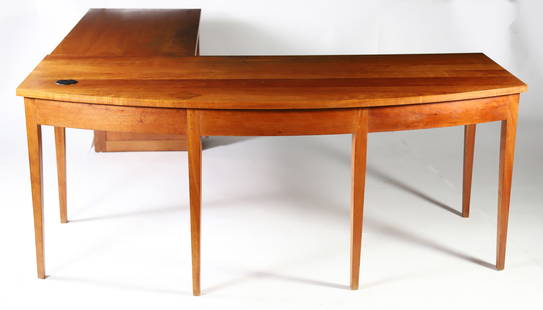 Vintage Thomas Moser Custom Order Cherry L-Shaped Desk, circa 1995: Vintage Thomas Moser Custom Order Cherry L-Shaped Desk, circa 1995, on square tapering legs Height 29 in. Depth 31 in. (curved side) Depth 24 in. (straight side) Length 73 in. (the curve) Length 48 in