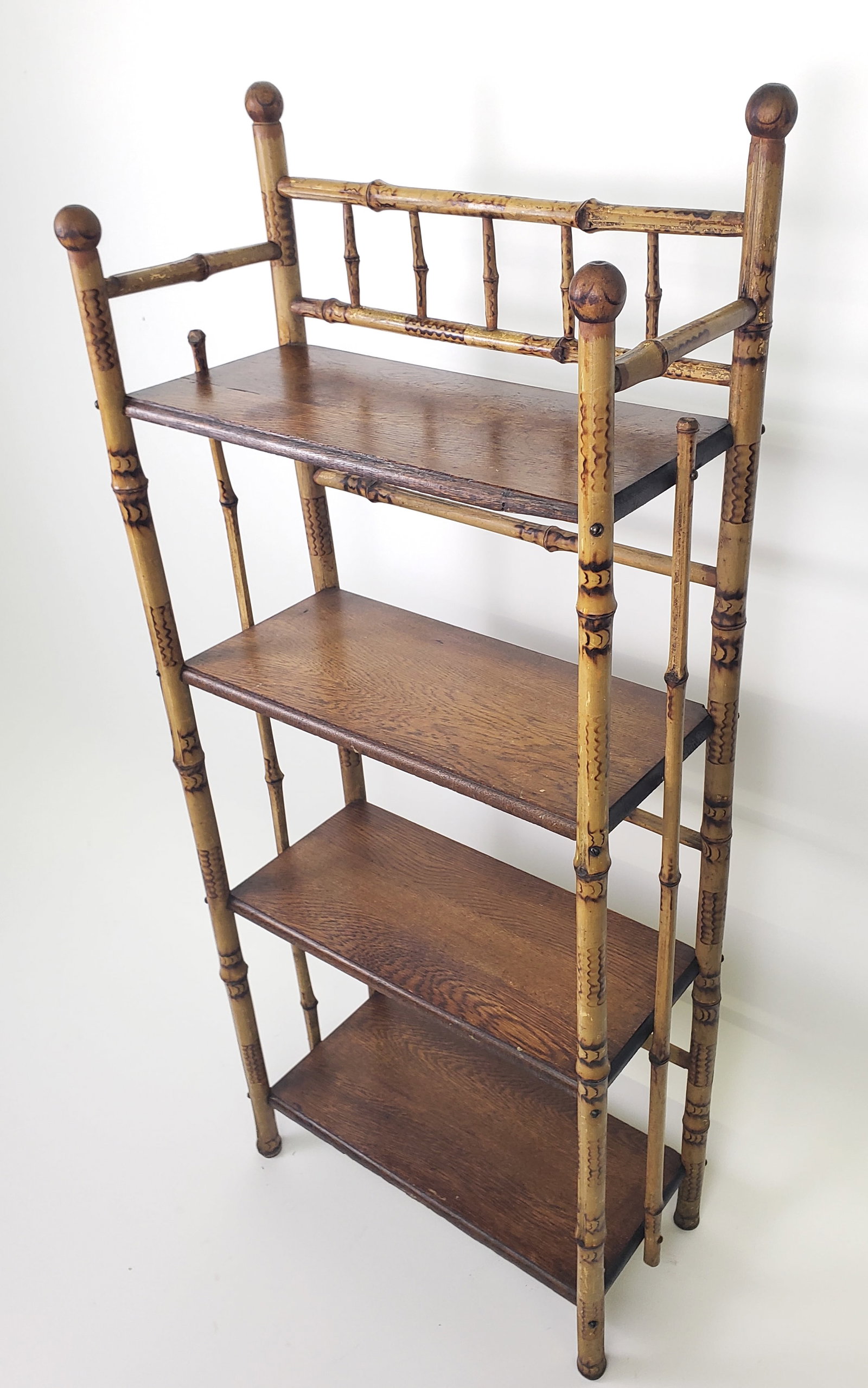 Antique Bamboo Four-Tier Etagere Bookshelf (1 of 5)