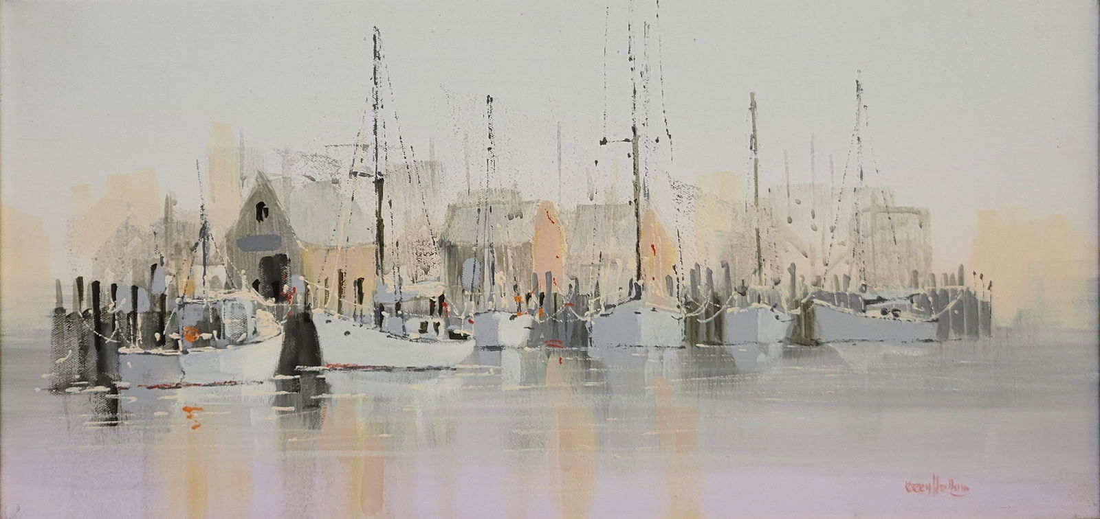 Kerry Hallam Oil on Canvas Painting "Pink Light Nantucket" (1 of 5)