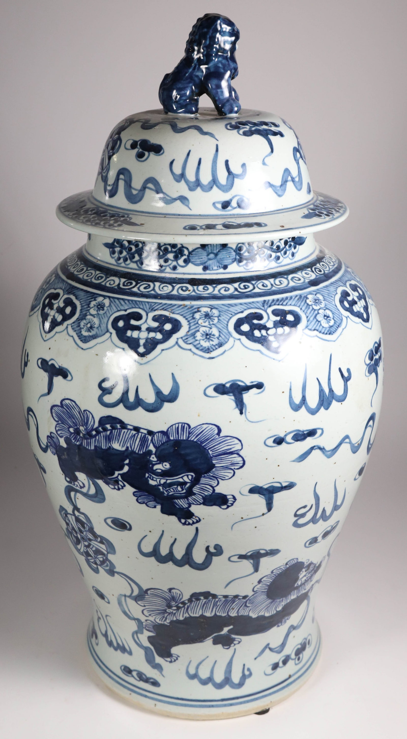 Chinese Blue and White Porcelain Covered Temple Jar (1 of 7)