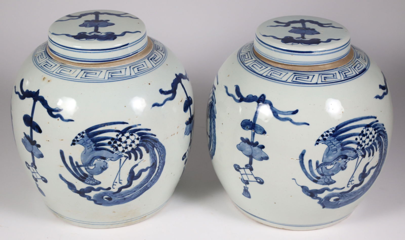 Pair of Chinese Blue and White Covered Ginger Jars (1 of 4)